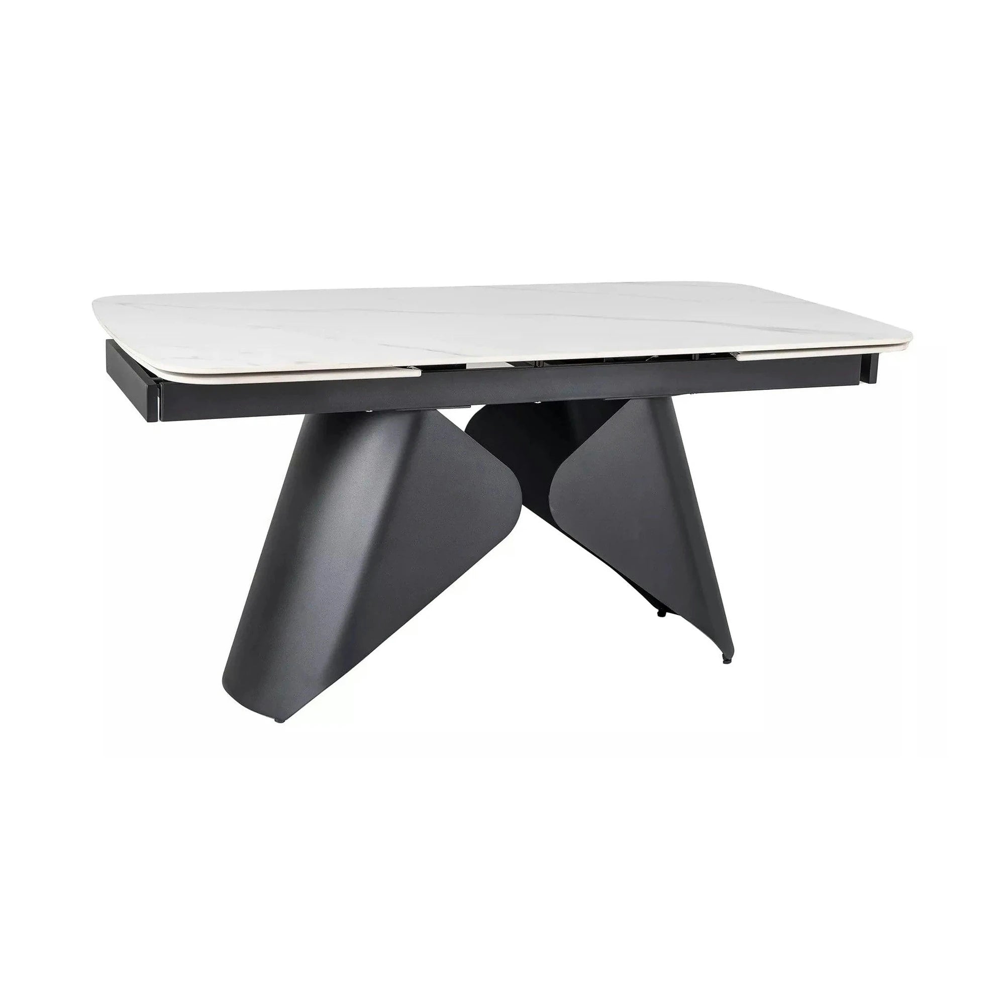 Masa extensibila ARMANDO, alb cu efect de marmura, ceramica/metal, 160/240x90x76 cm