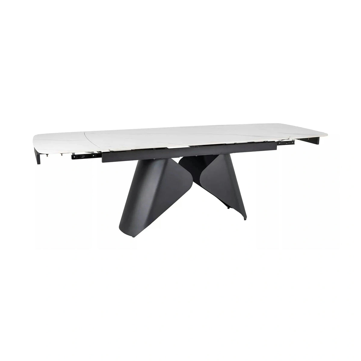 Masa extensibila ARMANDO, alb cu efect de marmura, ceramica/metal, 160/240x90x76 cm