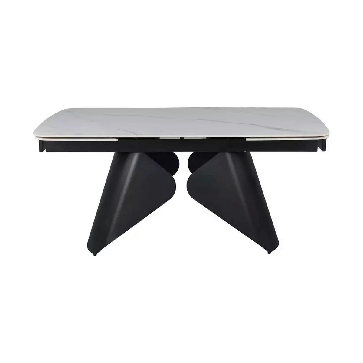 Masa extensibila ARMANDO, alb cu efect de marmura, ceramica/metal, 160/240x90x76 cm