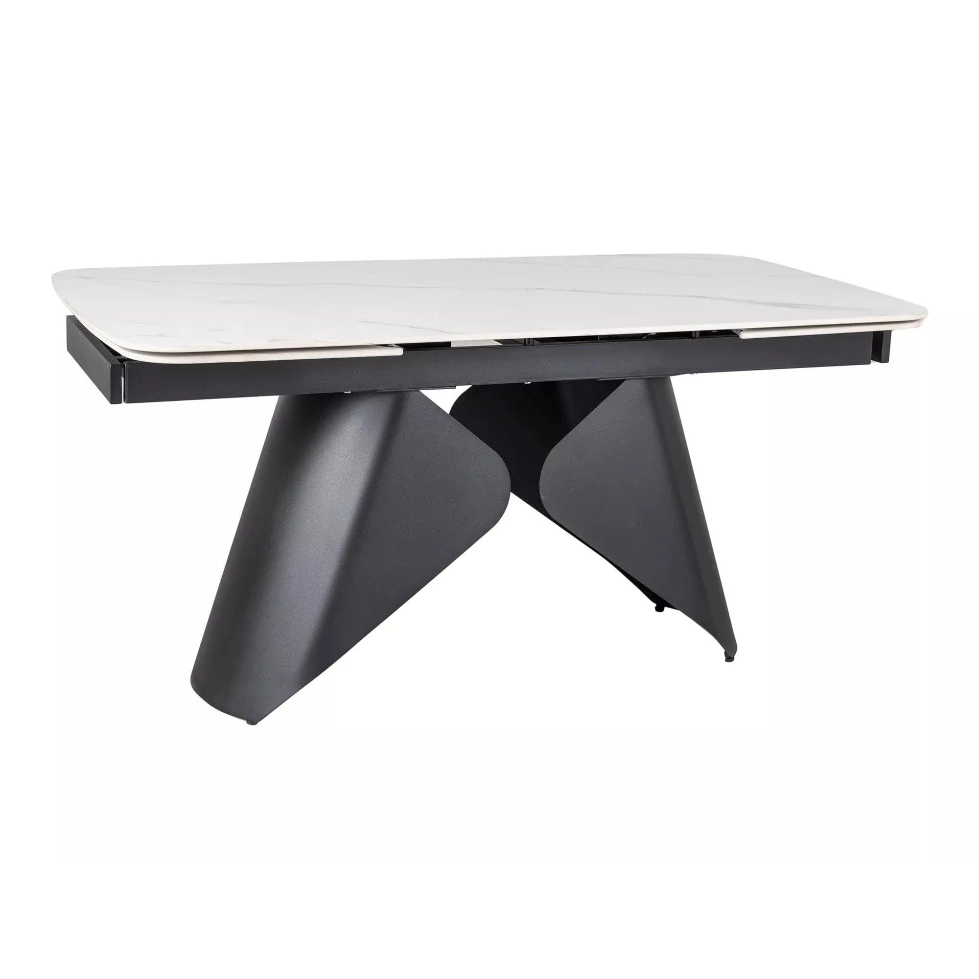 Masa extensibila ARMANDO, alb cu efect de marmura, ceramica/metal, 160/240x90x76 cm