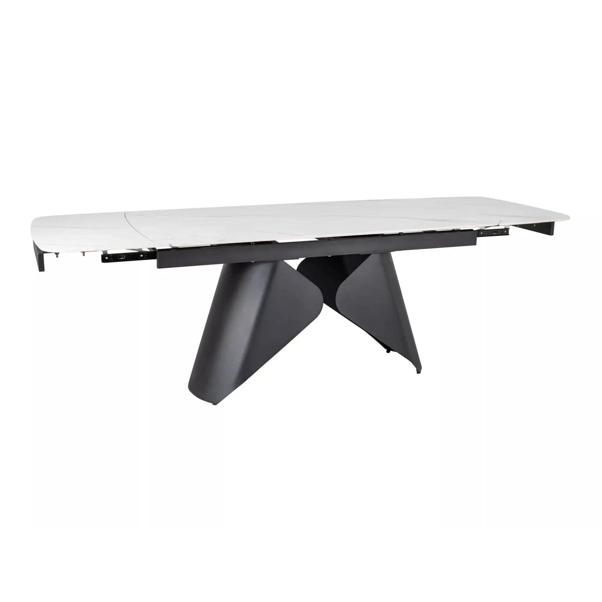 Masa extensibila ARMANDO, alb cu efect de marmura, ceramica/metal, 160/240x90x76 cm