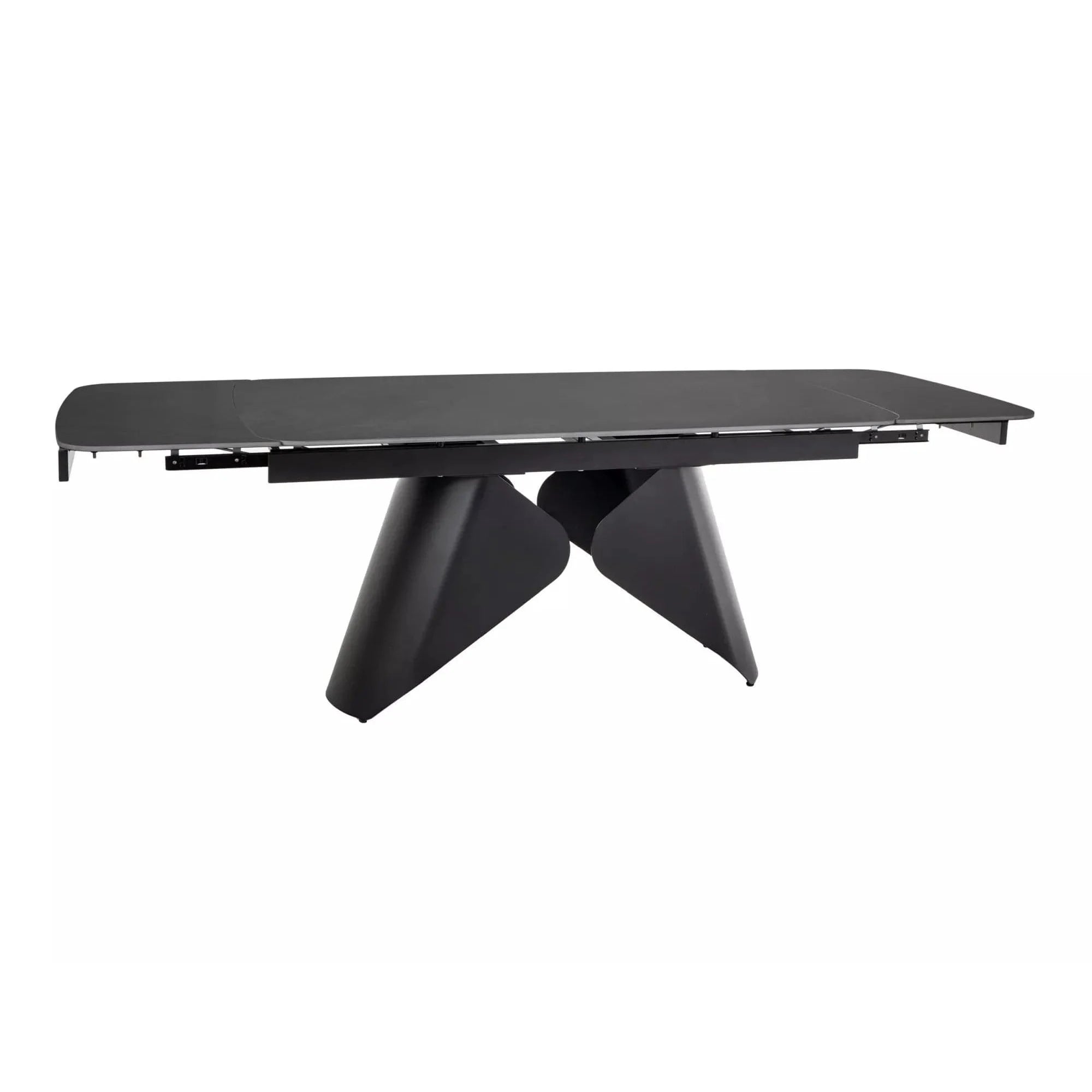 Masa extensibila ARMANDO, negru cu efect de marmura, ceramica/metal, 160/240x90x76 cm