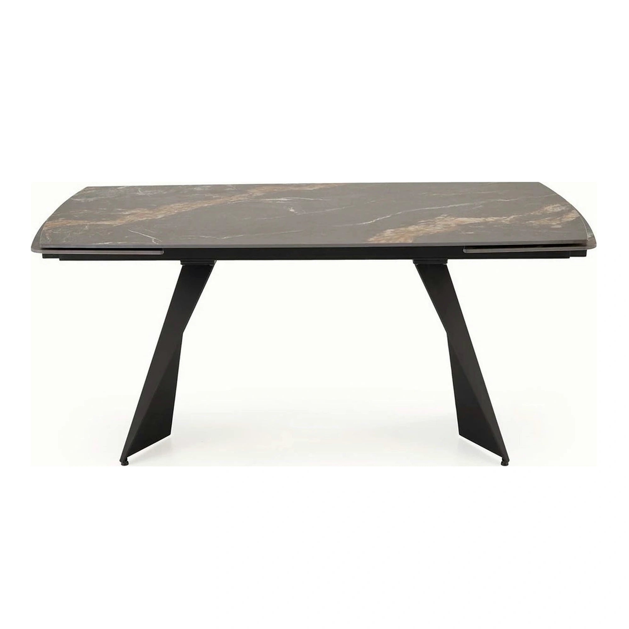 Masa extensibila ARMANI, negru cu efect de marmura/negru, piatra sinterizata/otel, 165-241x90x77 cm