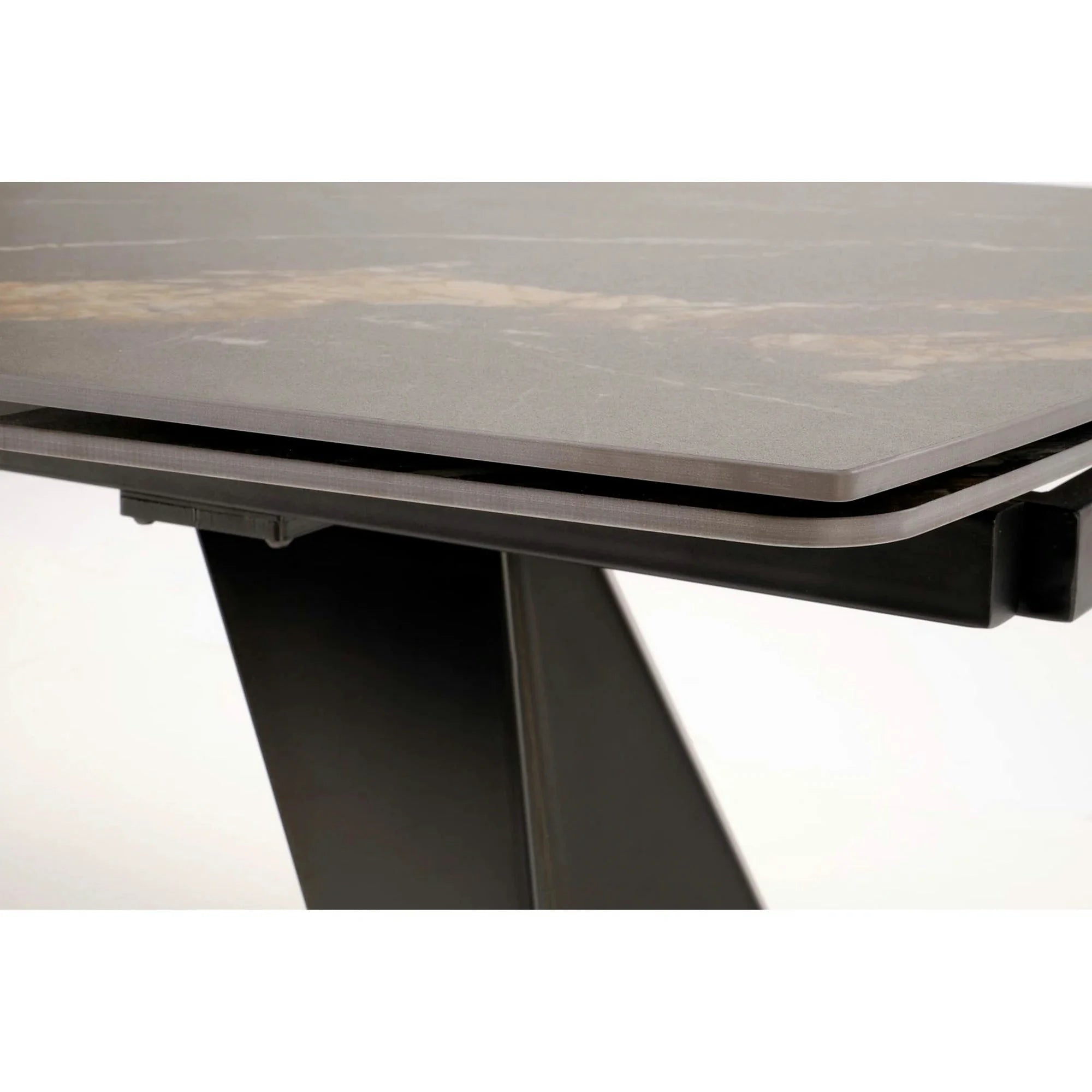 Masa extensibila ARMANI, negru cu efect de marmura/negru, piatra sinterizata/otel, 165-241x90x77 cm