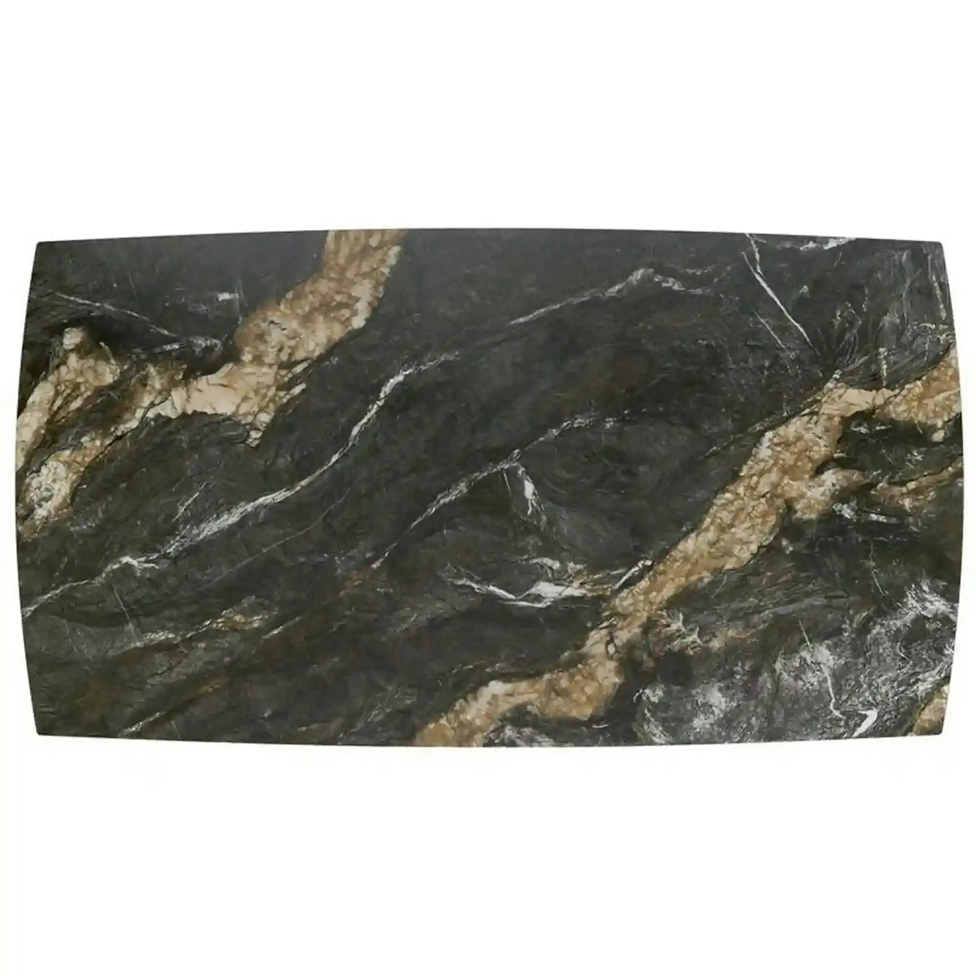 Masa extensibila ARMANI, negru cu efect de marmura/negru, piatra sinterizata/otel, 165-241x90x77 cm