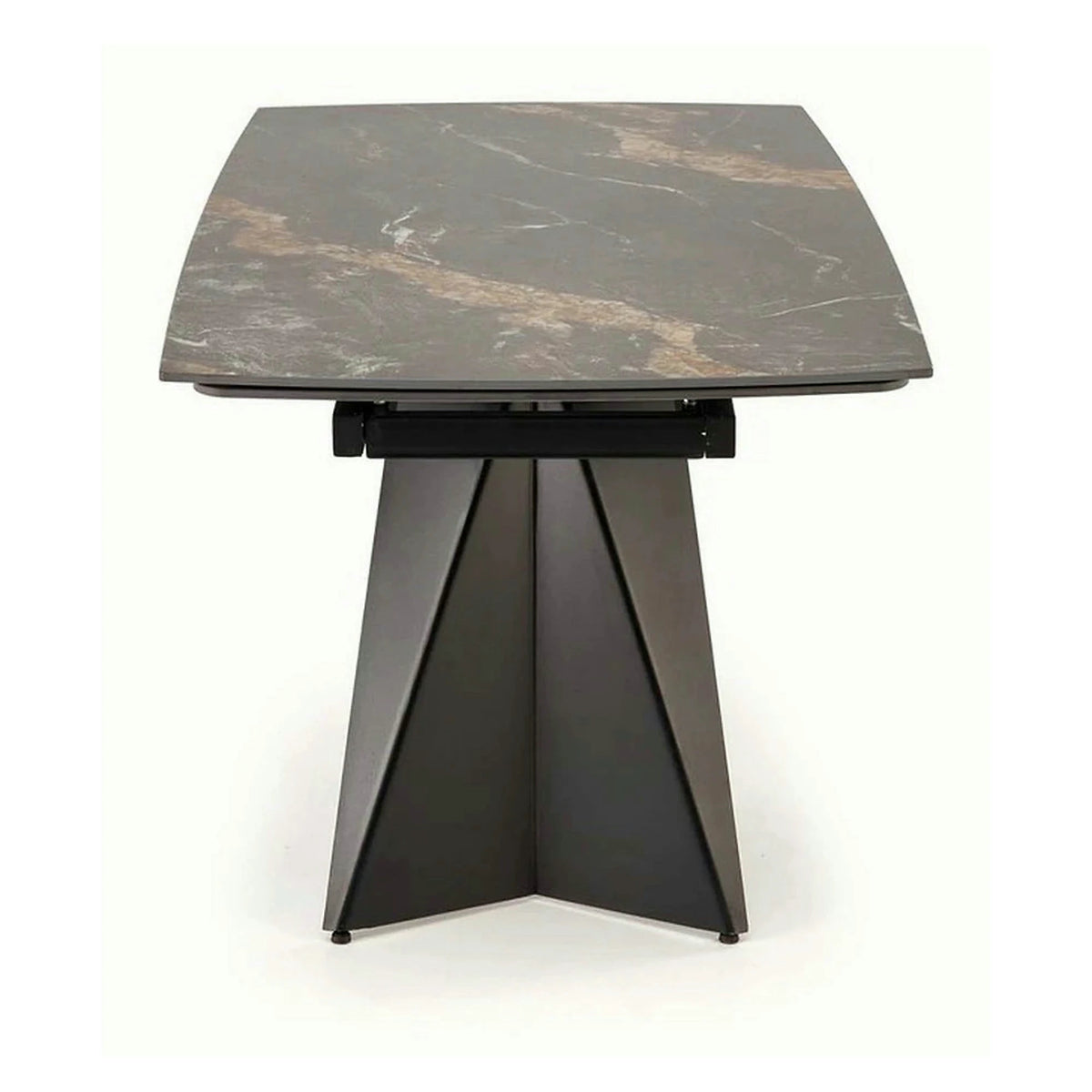 Masa extensibila ARMANI, negru cu efect de marmura/negru, piatra sinterizata/otel, 165-241x90x77 cm