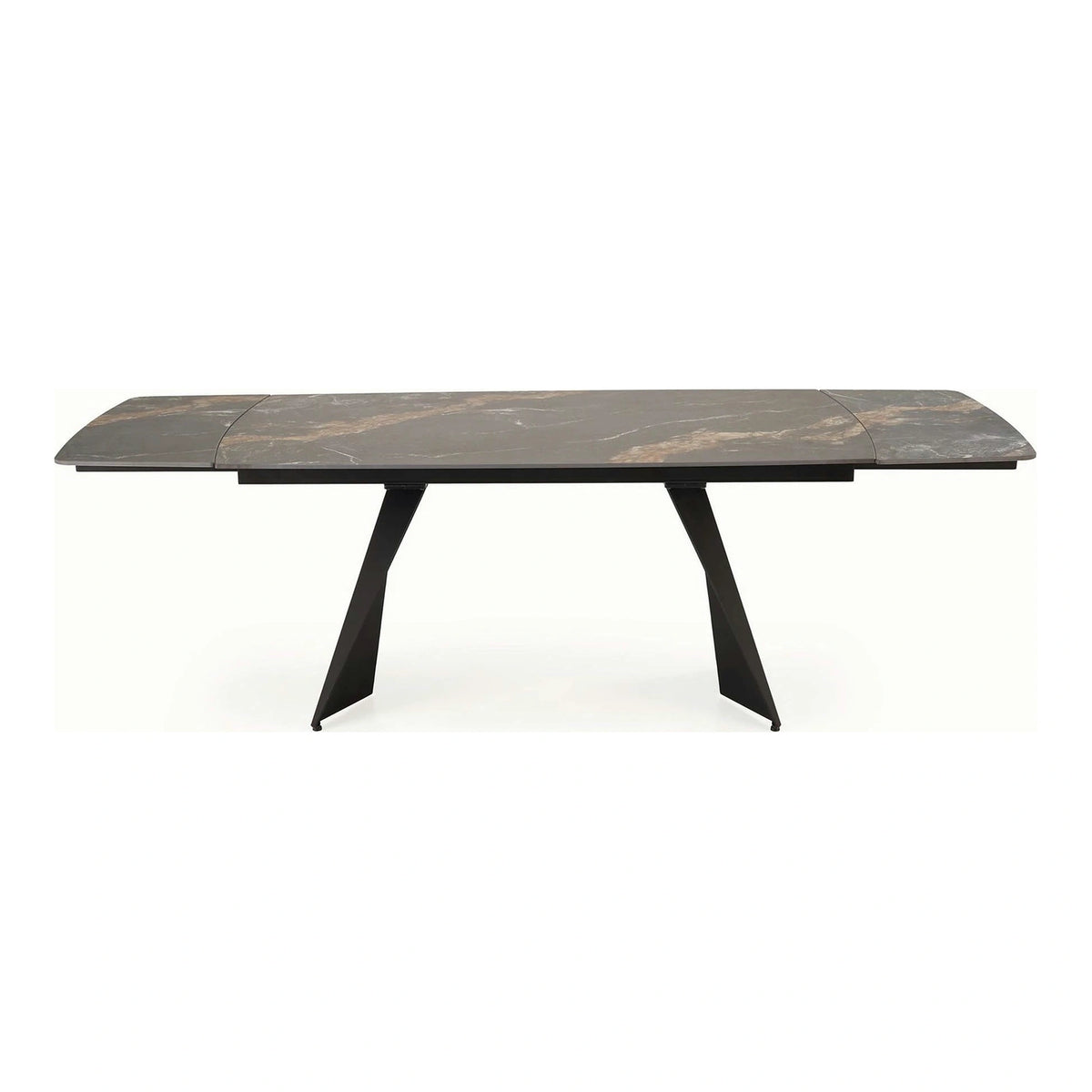Masa extensibila ARMANI, negru cu efect de marmura/negru, piatra sinterizata/otel, 165-241x90x77 cm