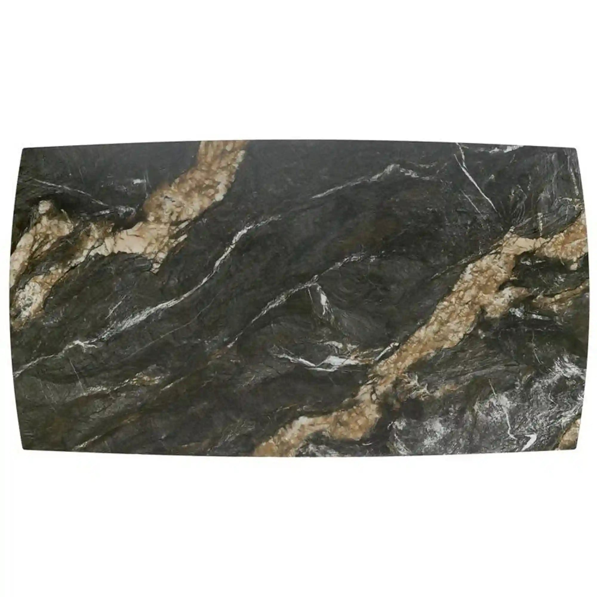 Masa extensibila ARMANI, negru cu efect de marmura/negru, piatra sinterizata/otel, 165-241x90x77 cm