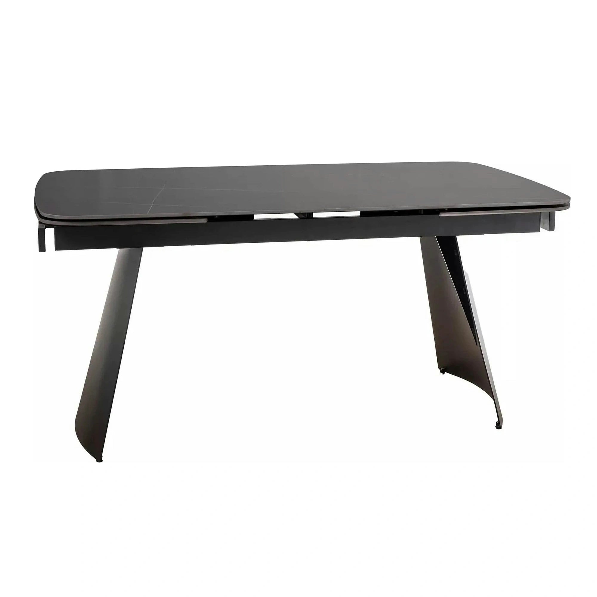 Masa extensibila BACARDI, negru mat cu efect de marmura, ceramica/metal, 160/240x90x76 cm