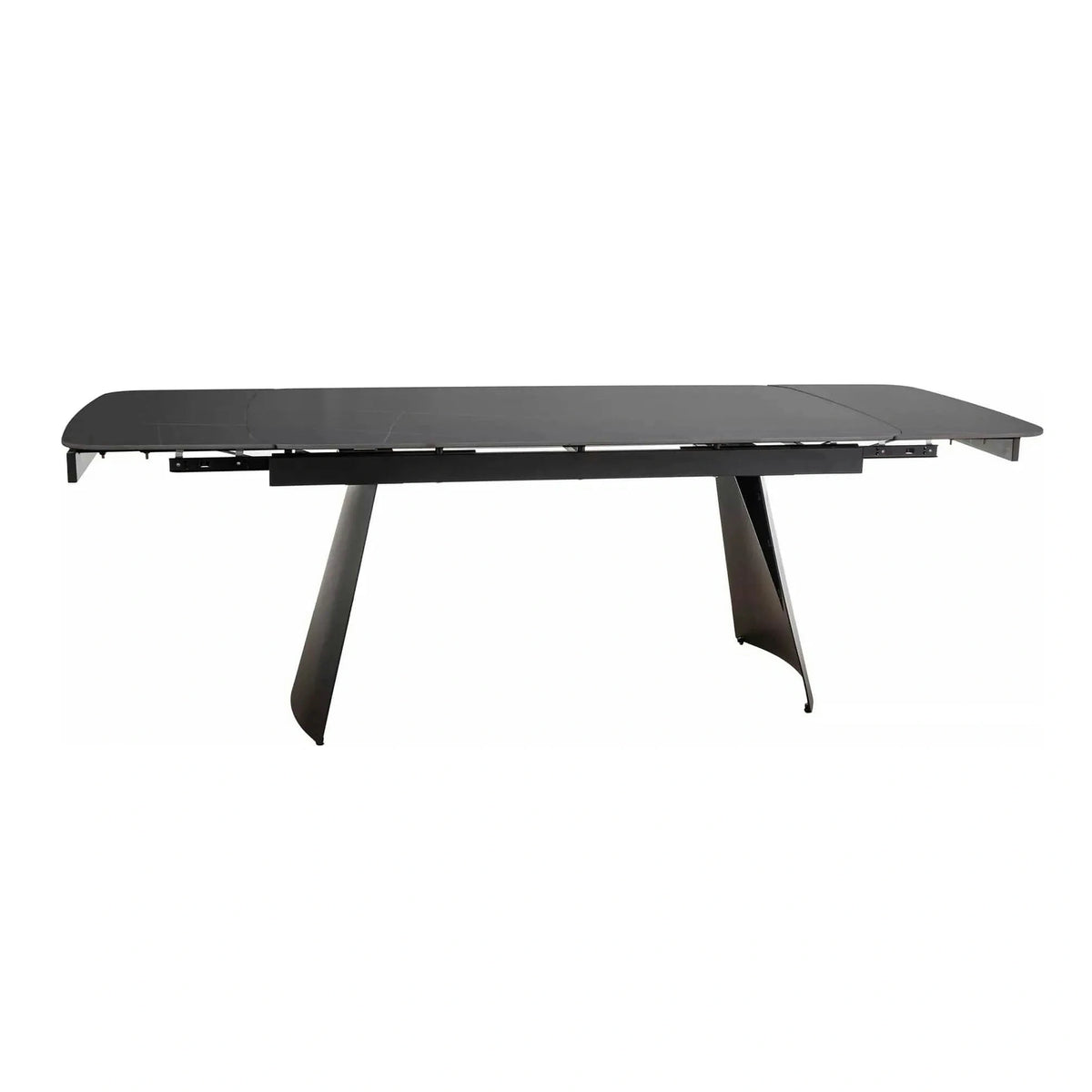 Masa extensibila BACARDI, negru mat cu efect de marmura, ceramica/metal, 160/240x90x76 cm