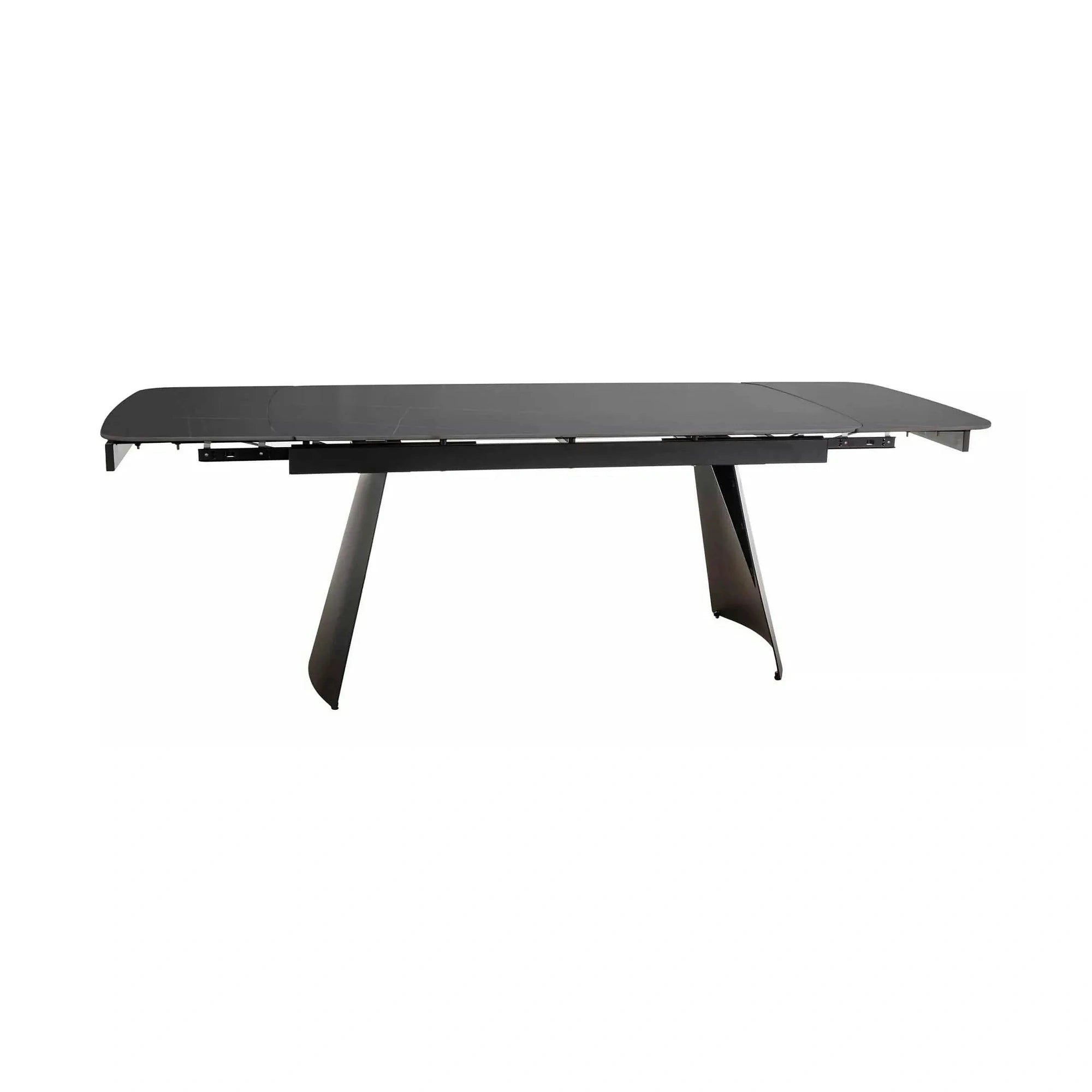 Masa extensibila BACARDI, negru mat cu efect de marmura, ceramica/metal, 160/240x90x76 cm