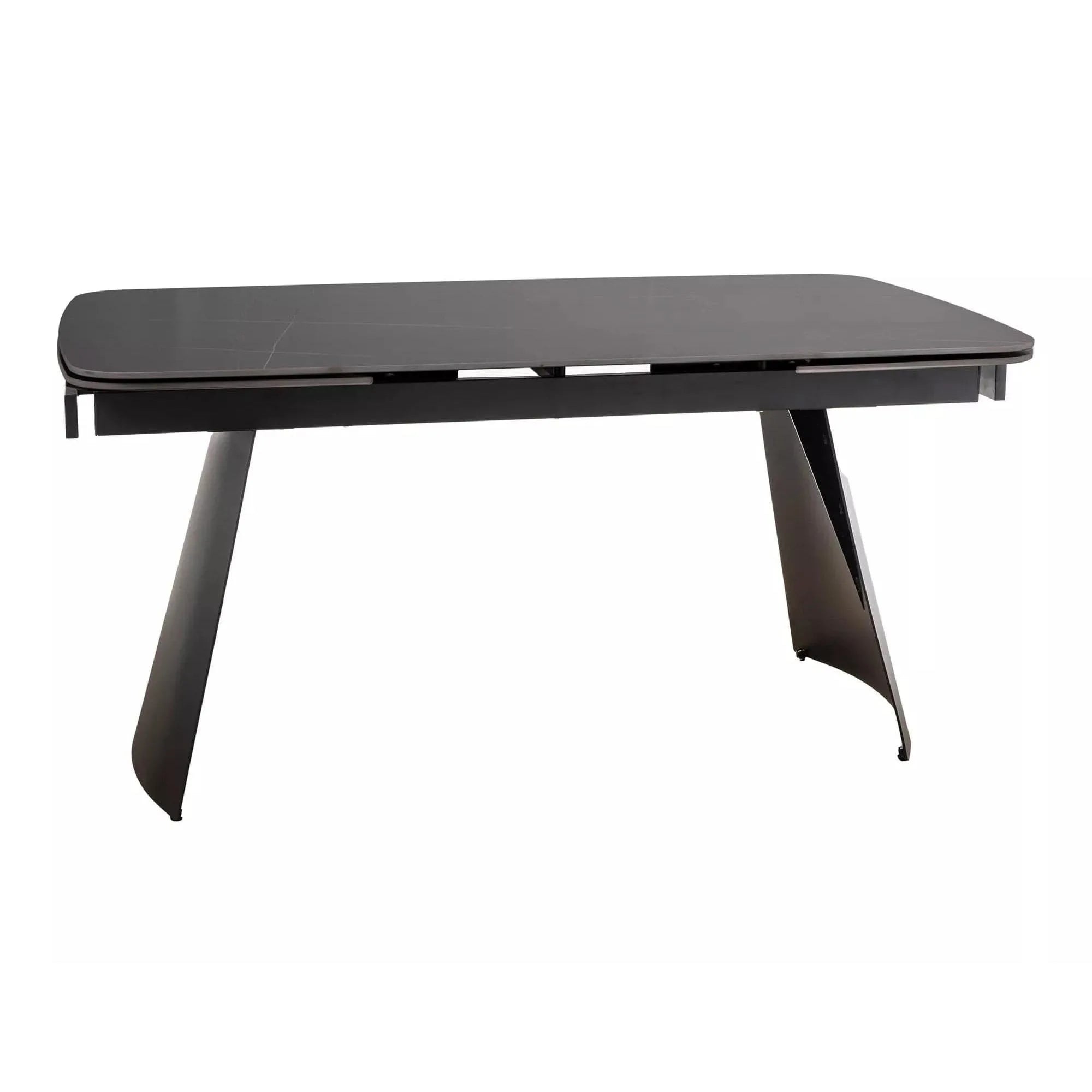 Masa extensibila BACARDI, negru mat cu efect de marmura, ceramica/metal, 160/240x90x76 cm