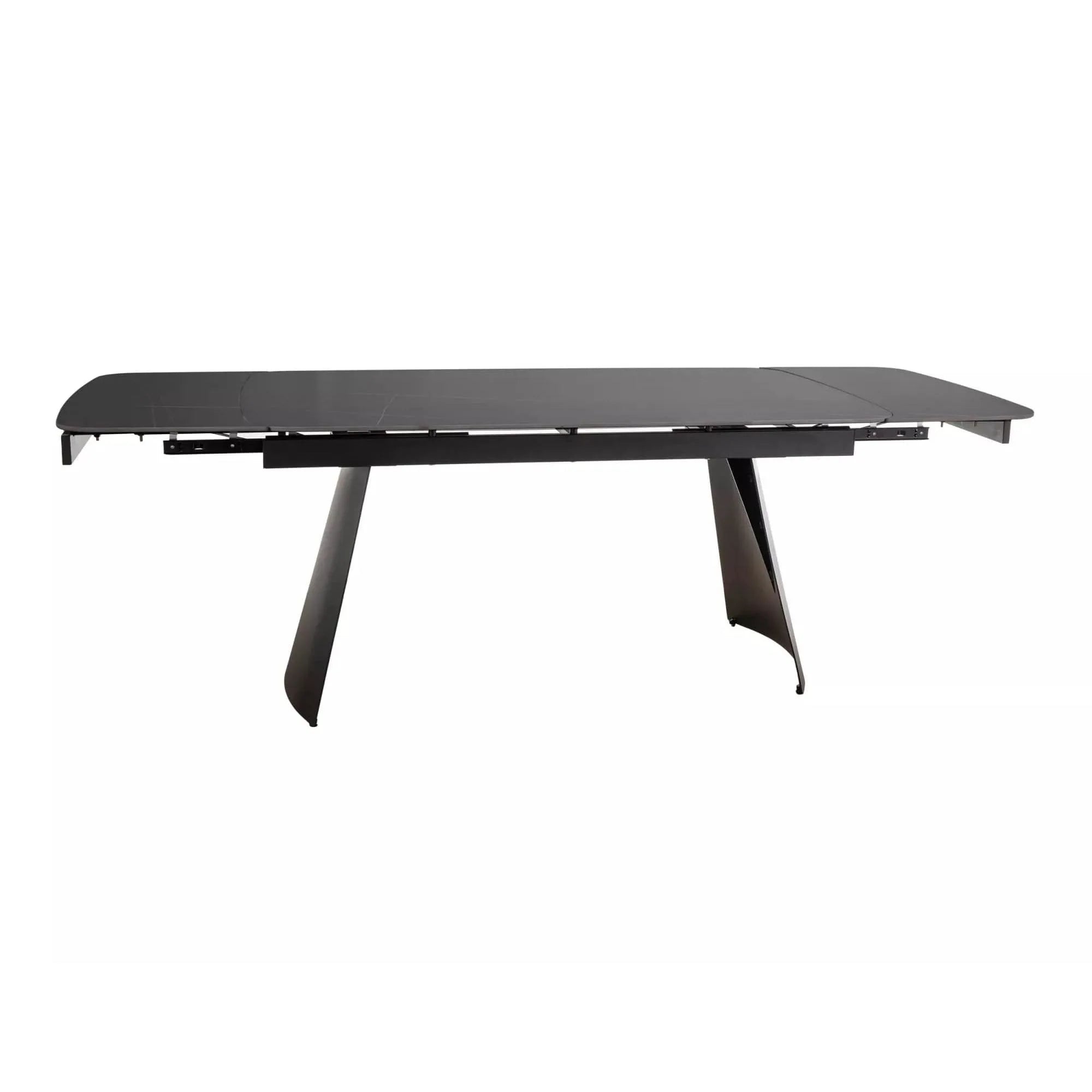 Masa extensibila BACARDI, negru mat cu efect de marmura, ceramica/metal, 160/240x90x76 cm