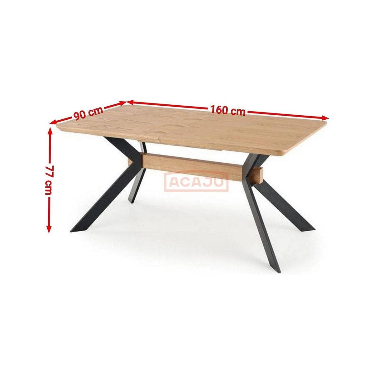 Masa extensibila BACARDI, stejar sonoma/negru, 160/220x90x76 cm