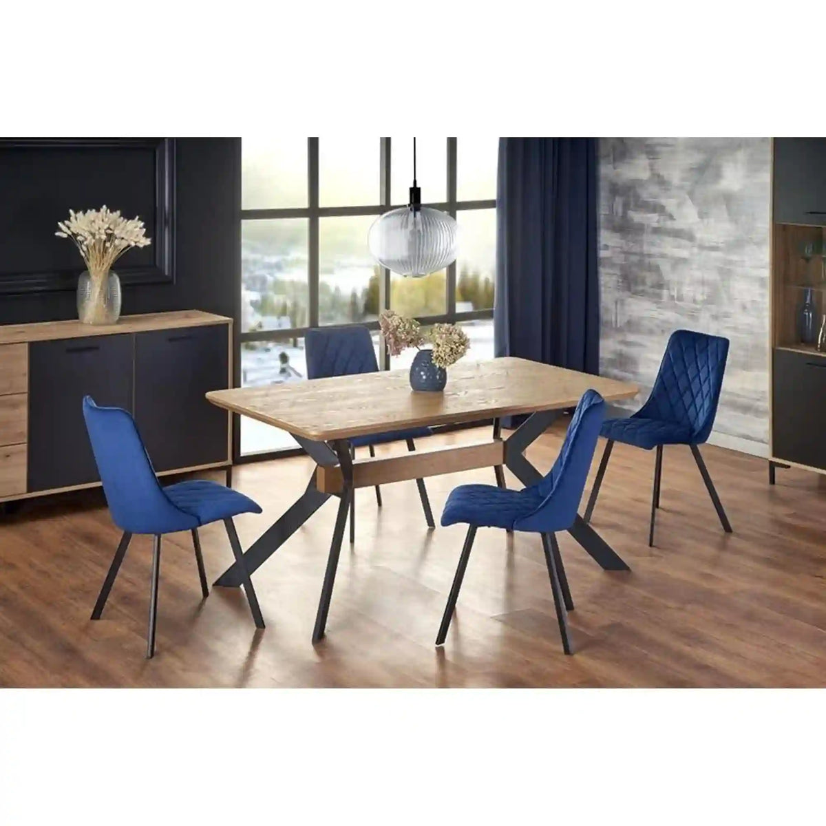 Masa extensibila BACARDI, stejar sonoma/negru, 160/220x90x76 cm