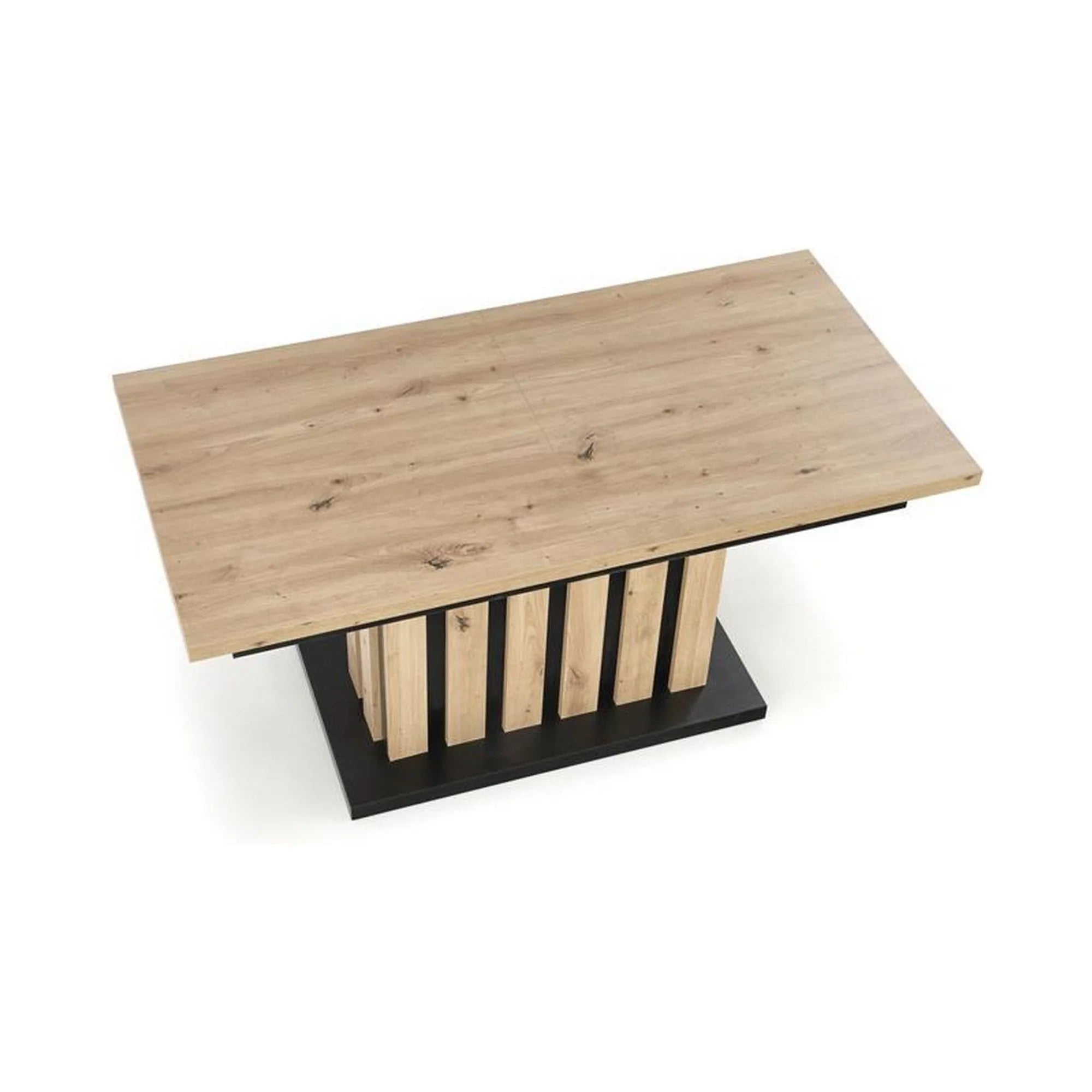 Masa extensibila BARETTI, stejar artisan/negru, PAL furniruit, 130/170x65x65/82 cm