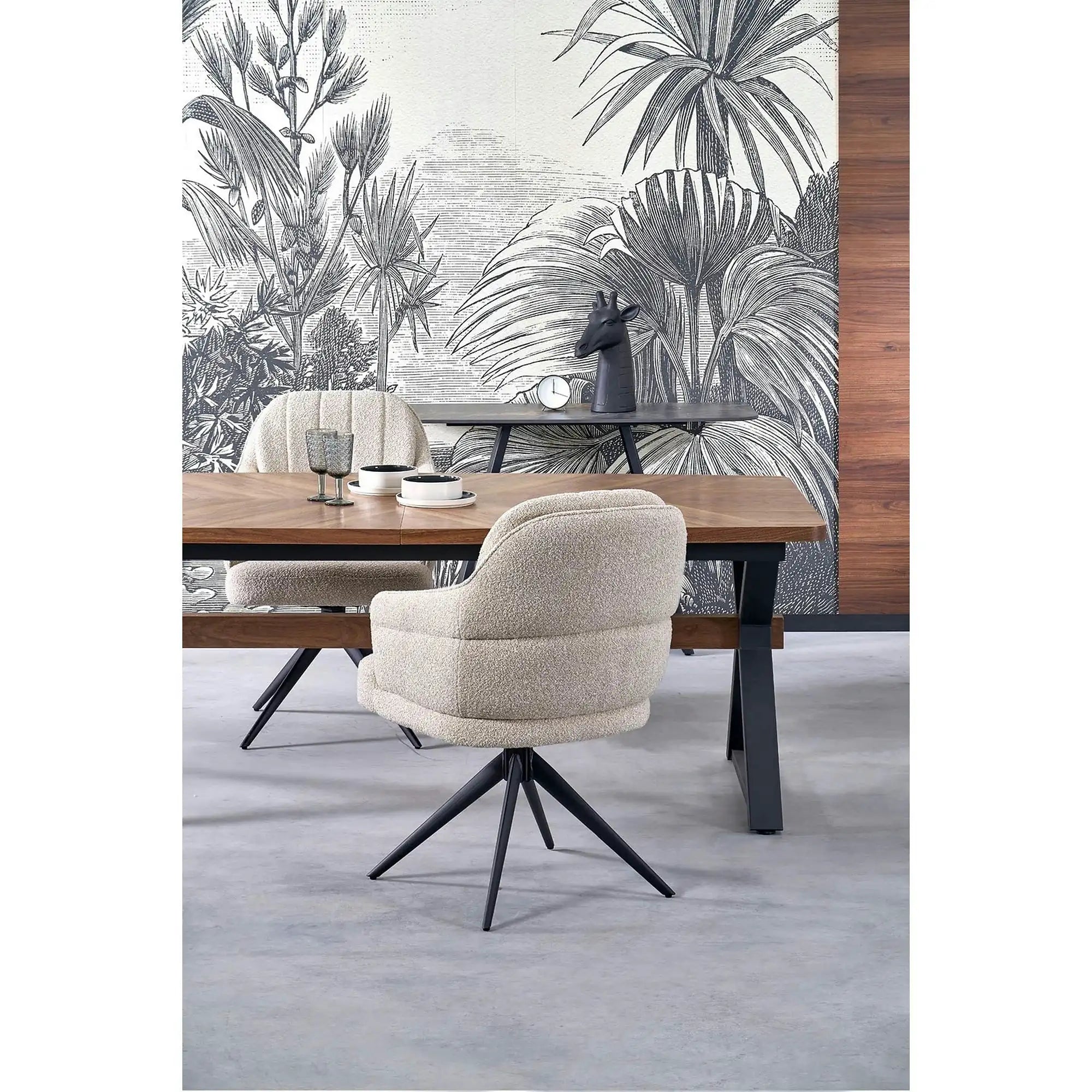 Masa extensibila BARON, nuc/negru, 200-350x100x75 cm