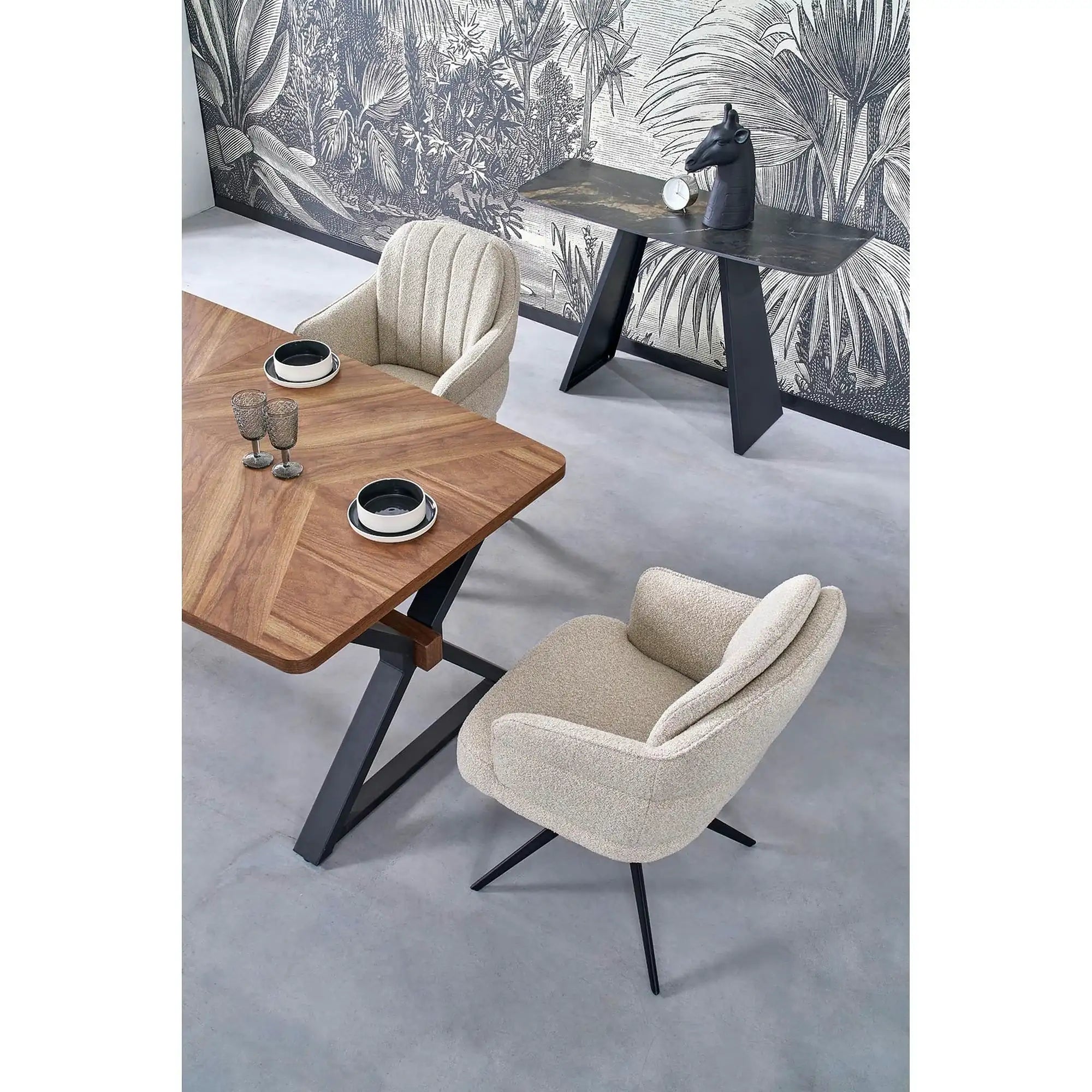 Masa extensibila BARON, nuc/negru, 200-350x100x75 cm