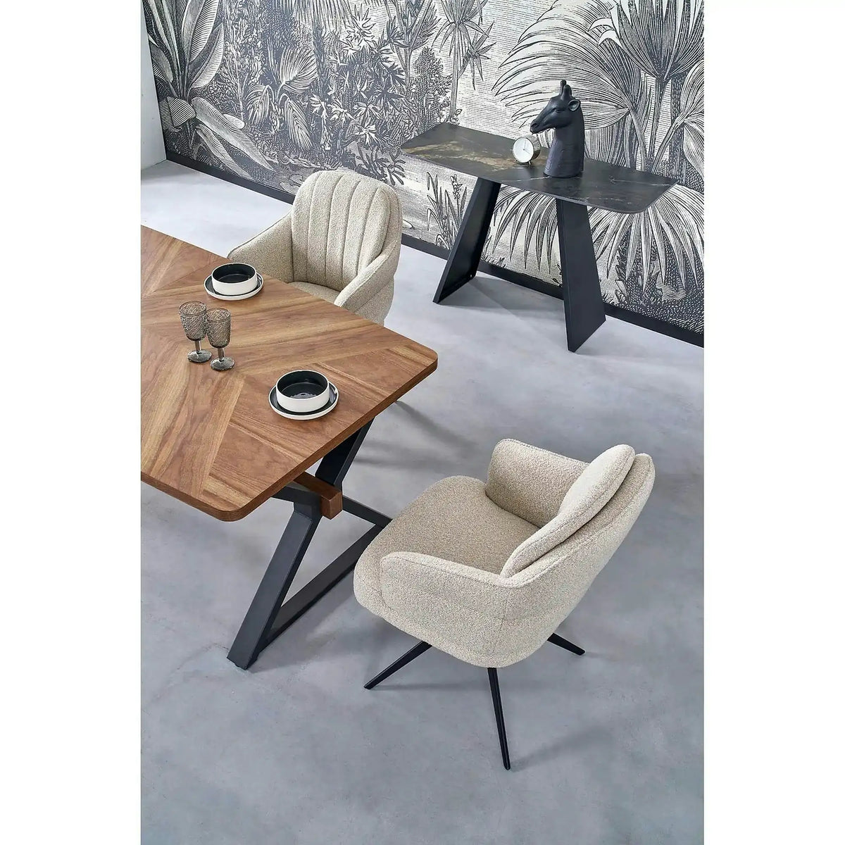 Masa extensibila BARON, nuc/negru, 200-350x100x75 cm