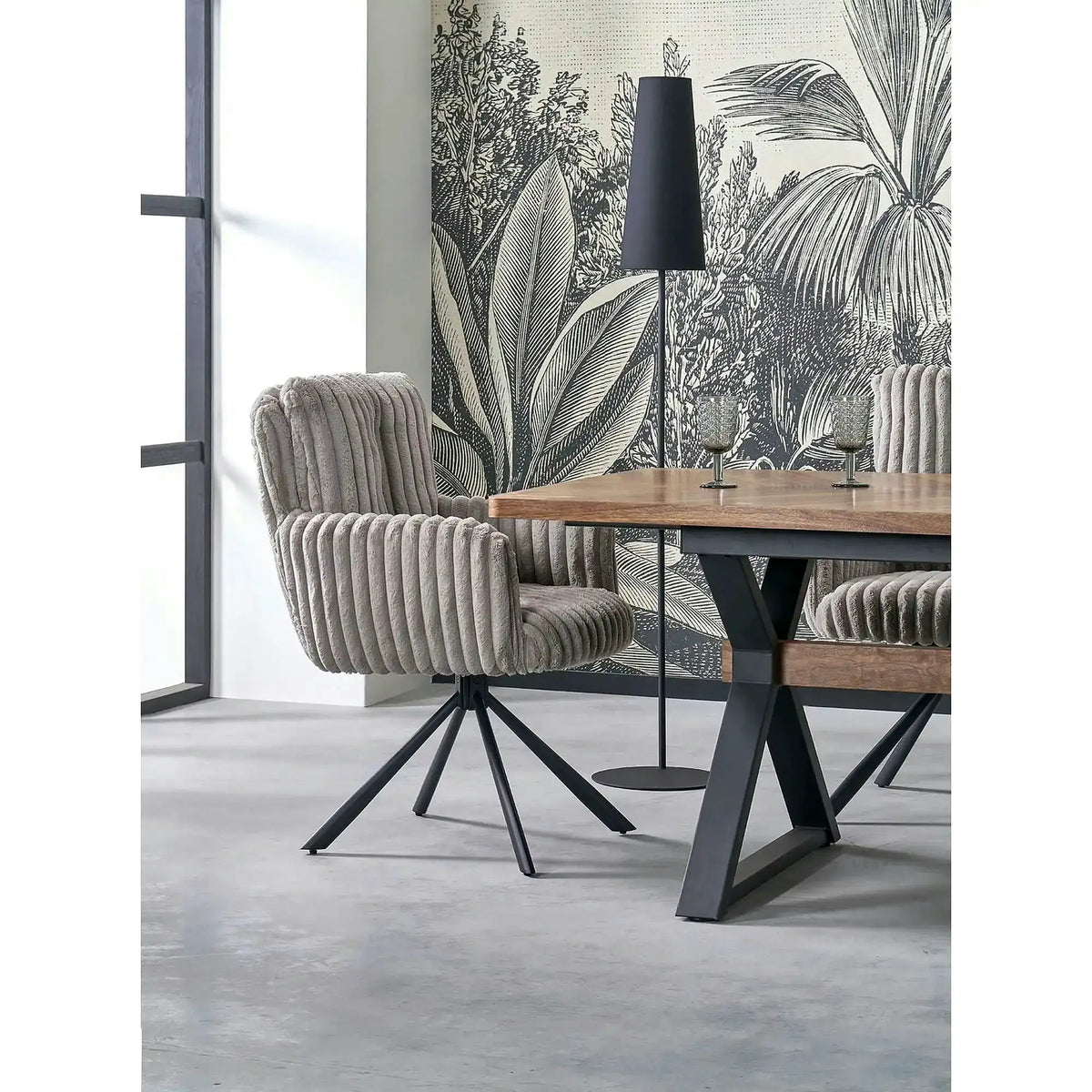 Masa extensibila BARON, nuc/negru, 200-350x100x75 cm