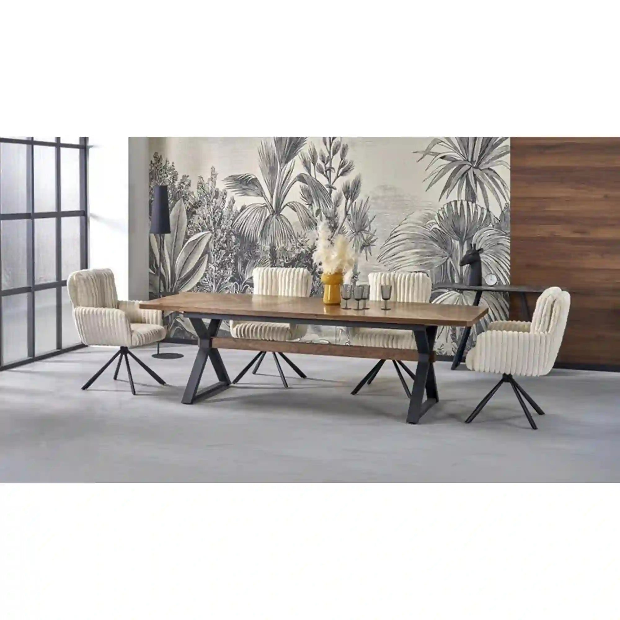 Masa extensibila BARON, nuc/negru, 200-350x100x75 cm