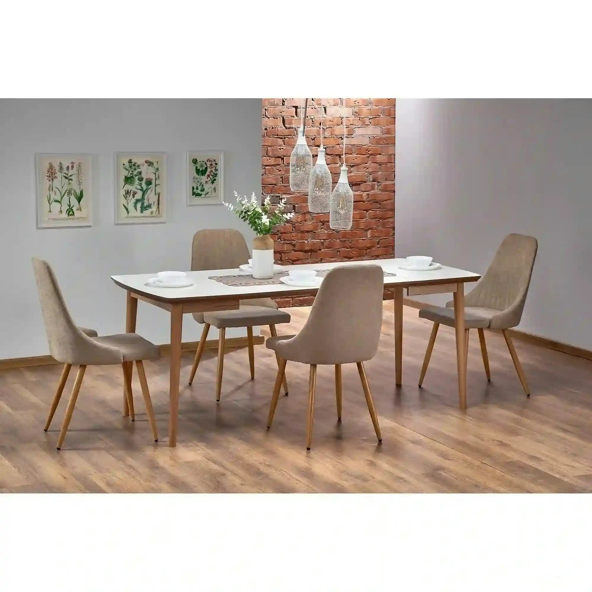 Masa extensibila BARRET, alb/stejar, 90/190x80x75 cm