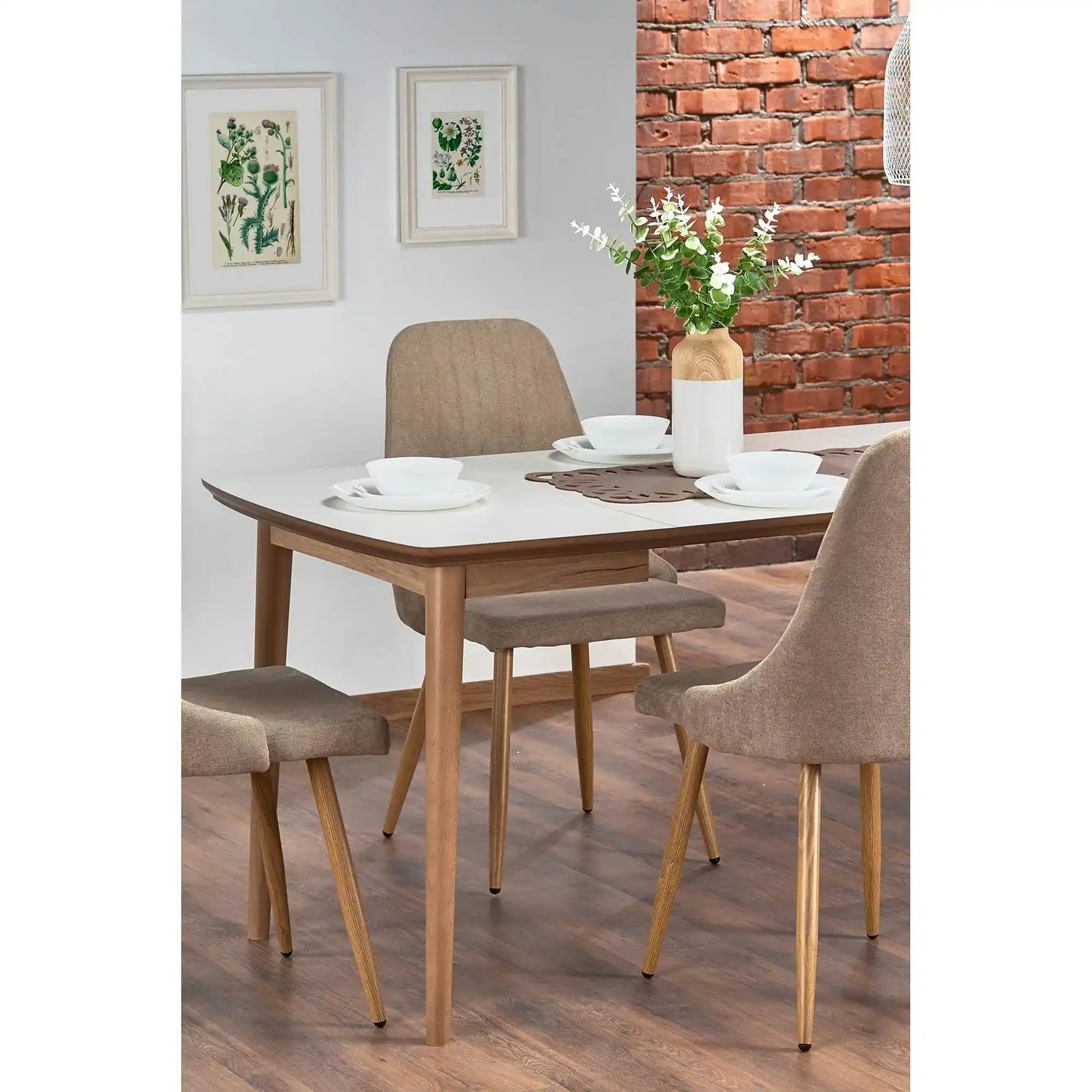 Masa extensibila BARRET, alb/stejar, 90/190x80x75 cm