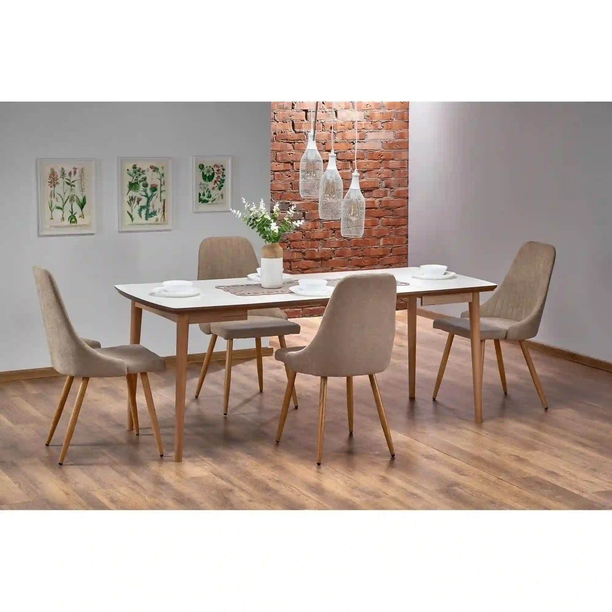 Masa extensibila BARRET, alb/stejar, 90/190x80x75 cm