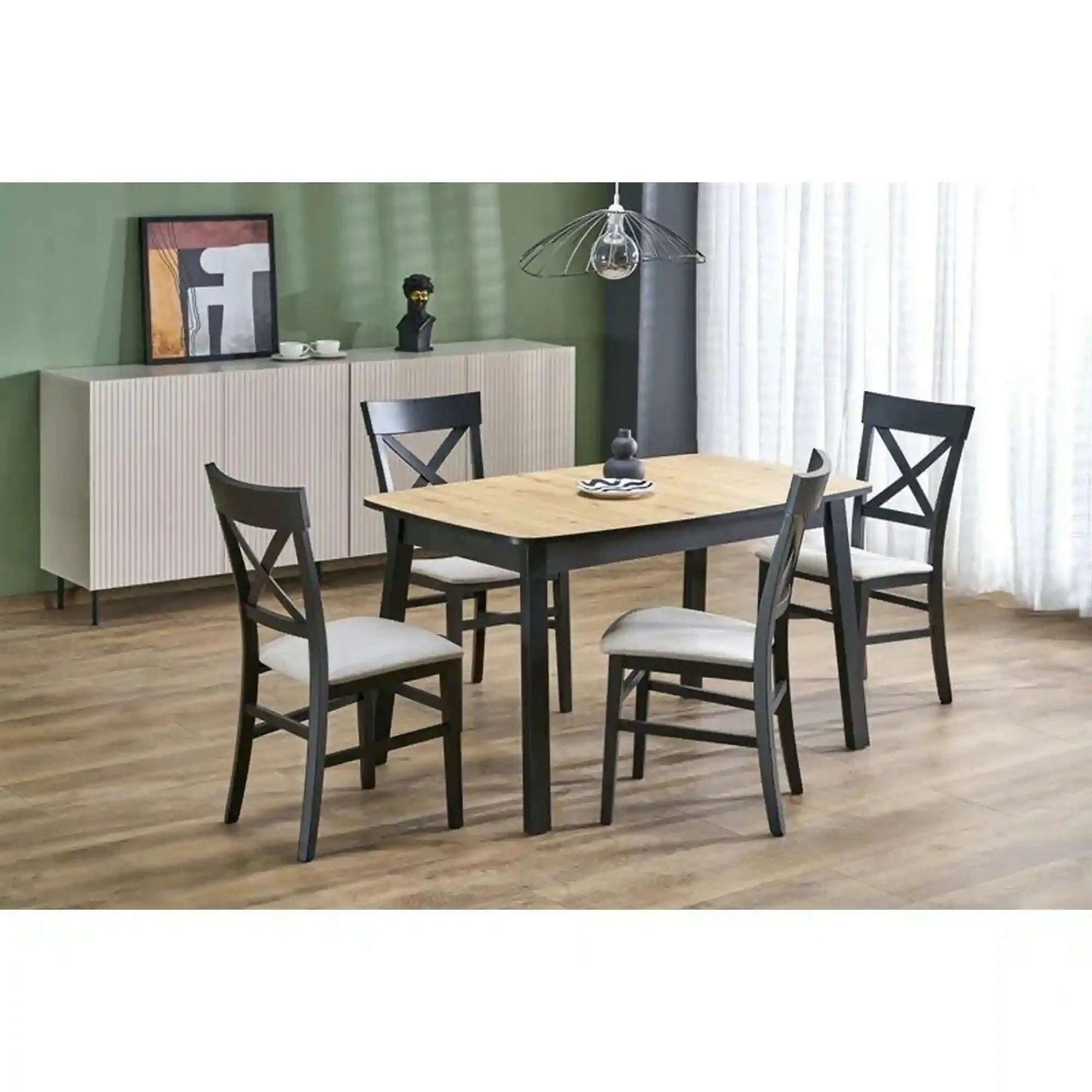 Masa extensibila BARRIL, stejar artisan/negru, 130/170x80x72 cm