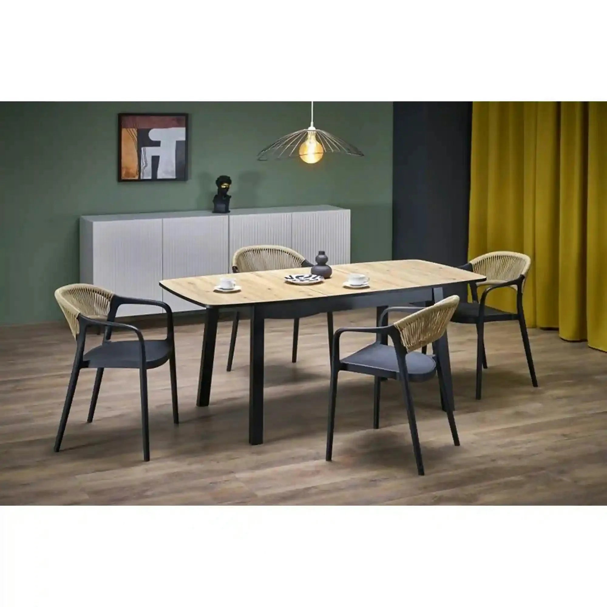 Masa extensibila BARRIL, stejar artisan/negru, 130/170x80x72 cm