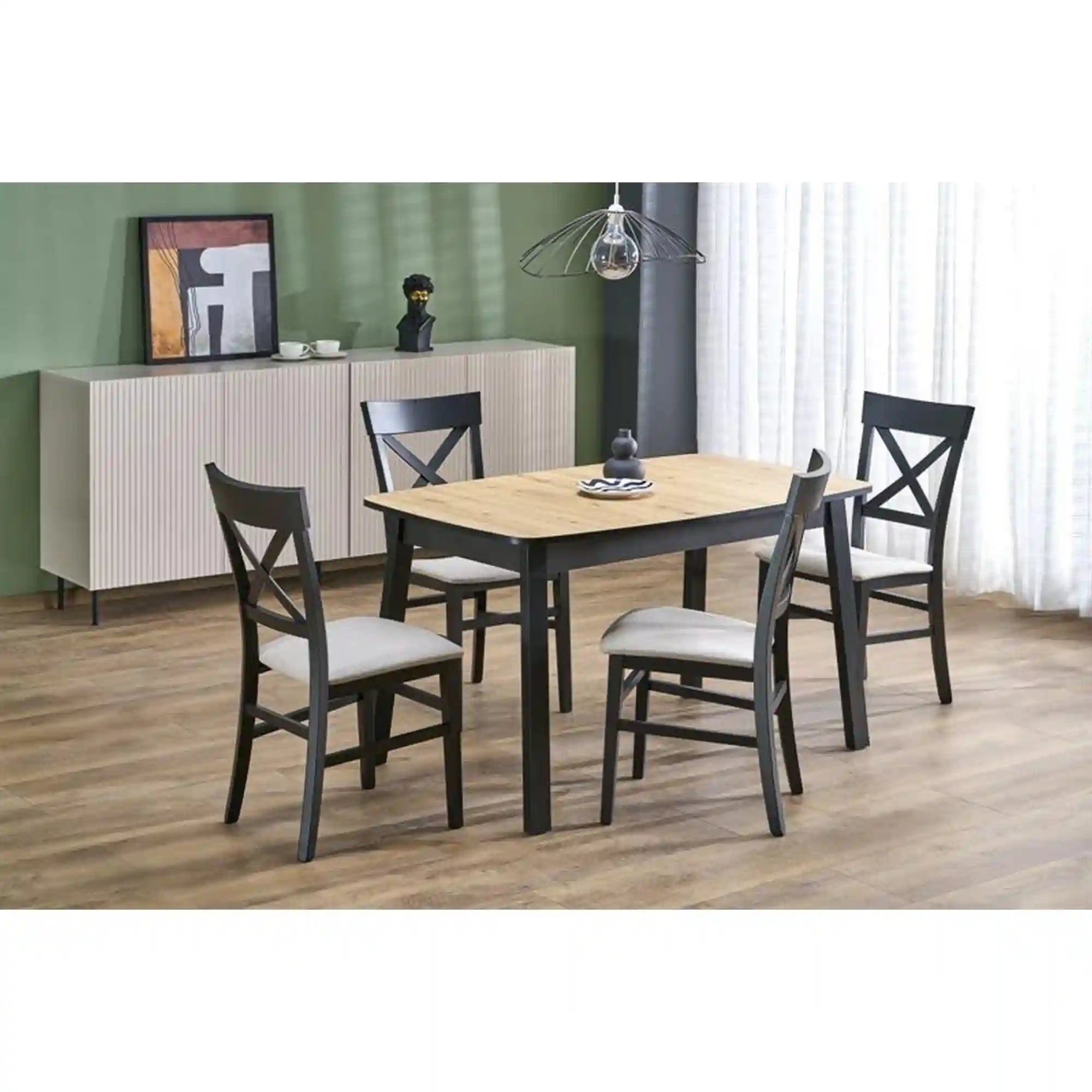 Masa extensibila BARRIL, stejar artisan/negru, 130/170x80x72 cm