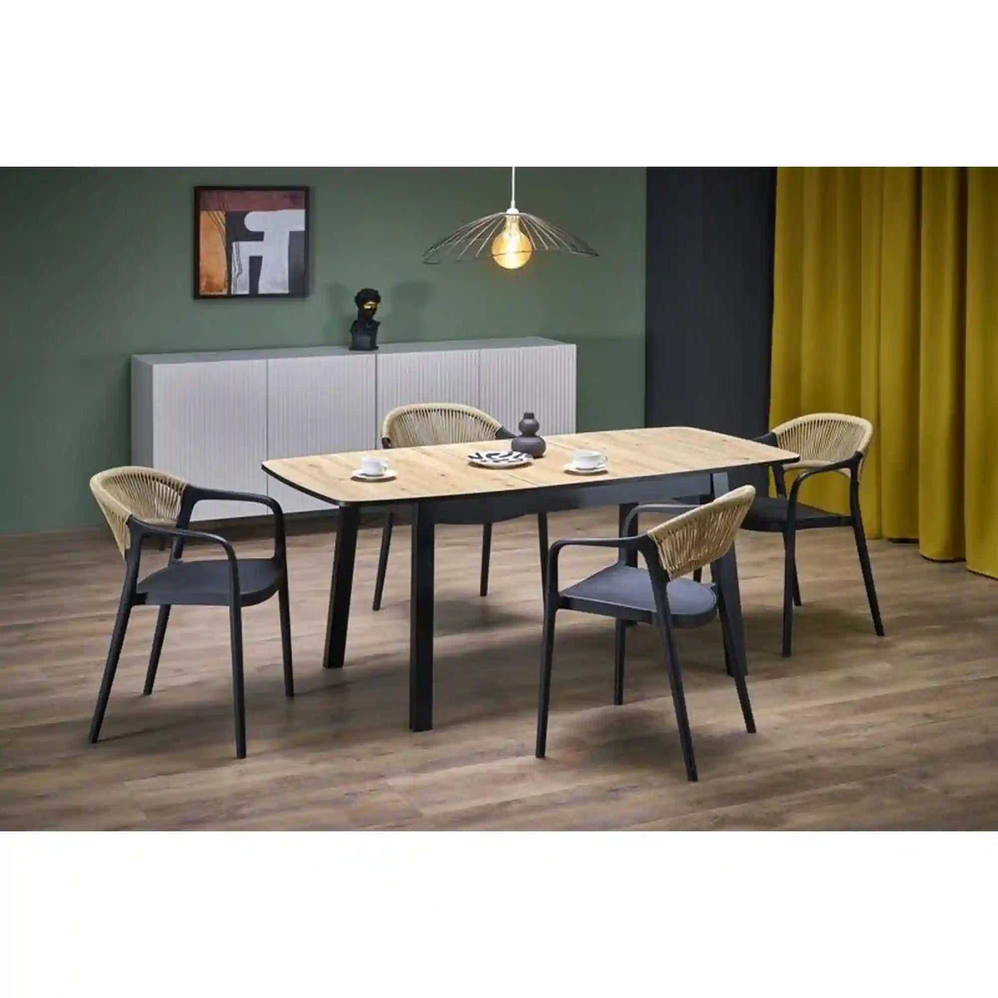 Masa extensibila BARRIL, stejar artisan/negru, 130/170x80x72 cm