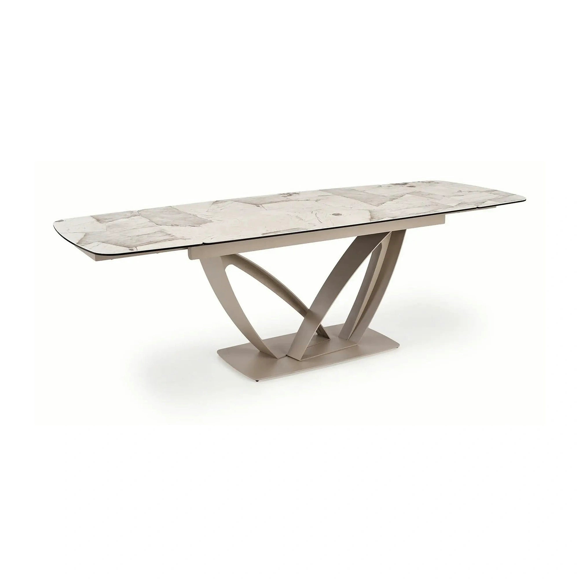 Masa extensibila BENJAMIN, bej/casmir, ceramica/sticla/metal, 160/240x90x77 cm