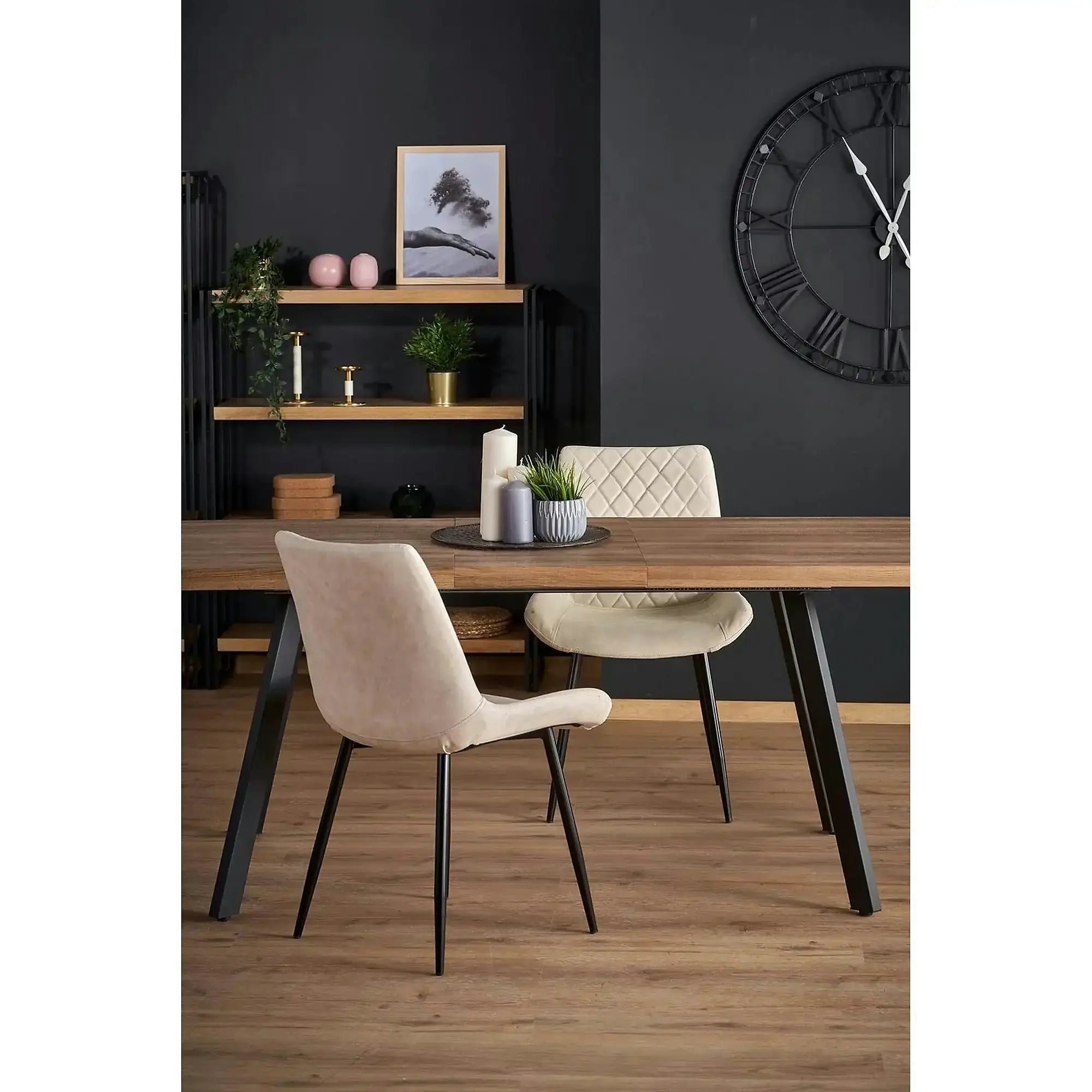 Masa extensibila BERLIN, stejar/negru, 140/180x85x76 cm