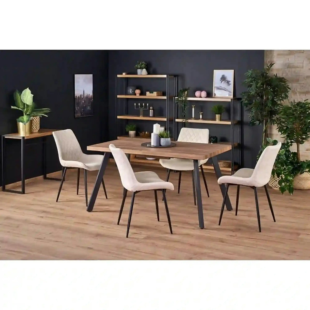 Masa extensibila BERLIN, stejar/negru, 160/220x90x76 cm