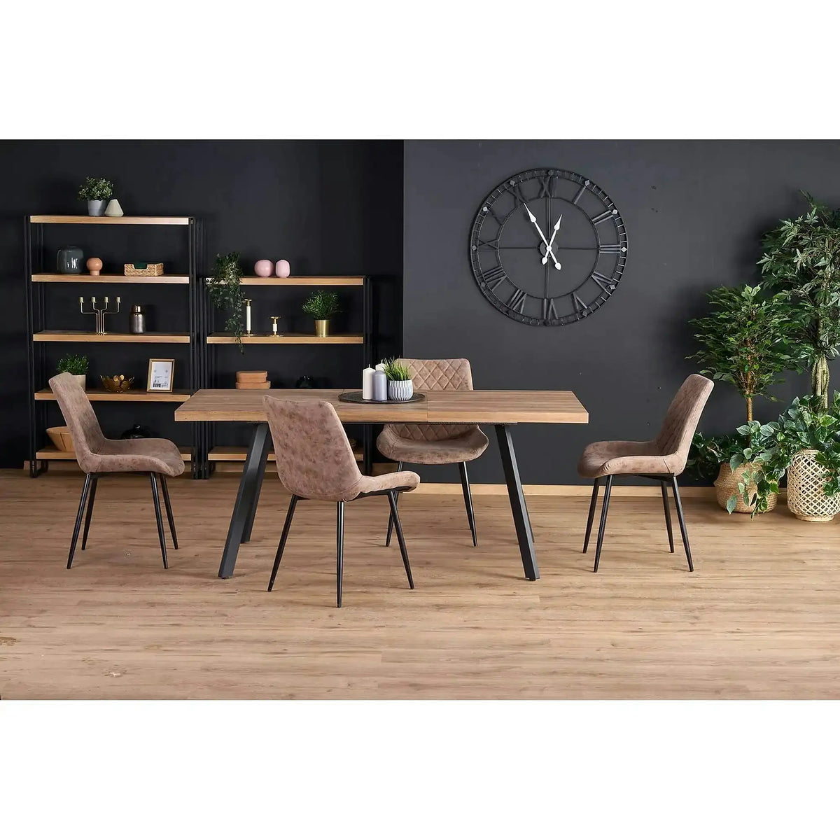 Masa extensibila BERLIN, stejar/negru, 160/220x90x76 cm