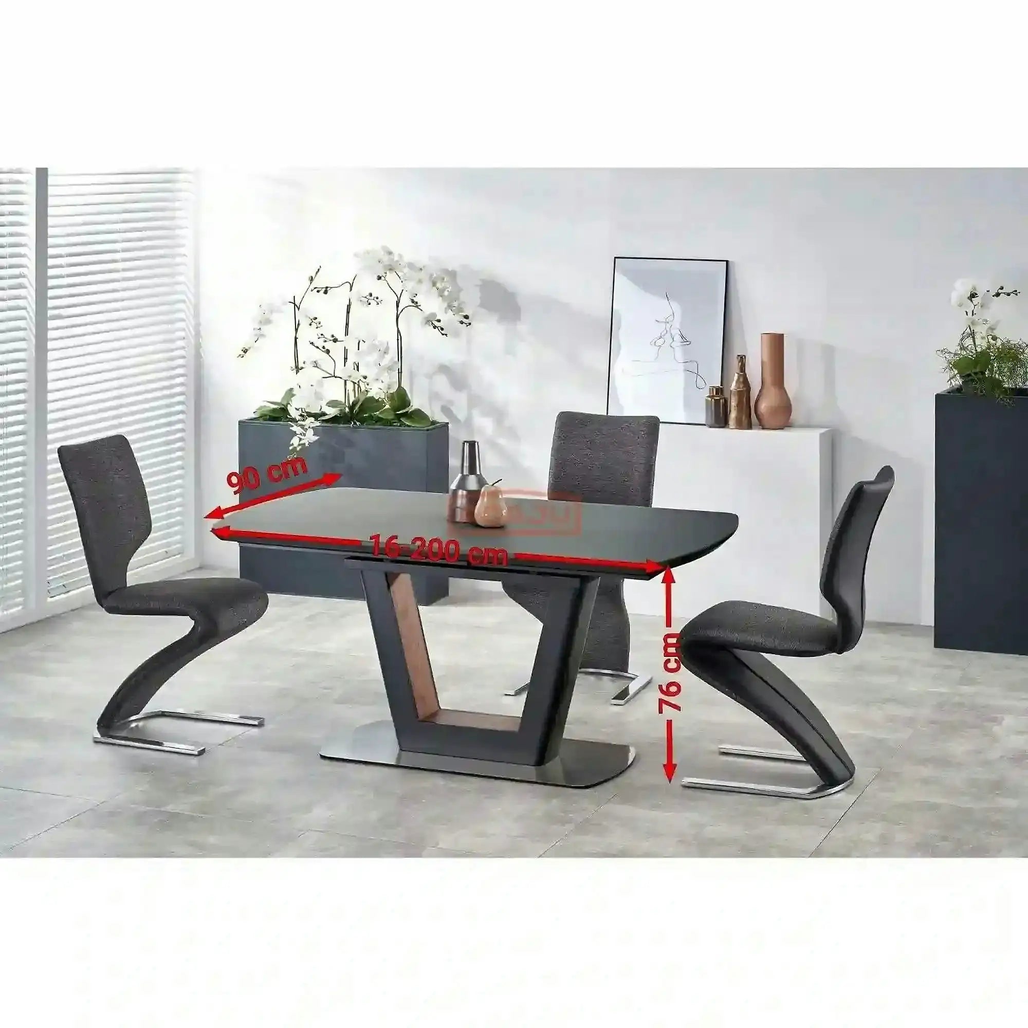 Masa extensibila BILOTTI, gri antracit/nuc, 160/200x90x76 cm
