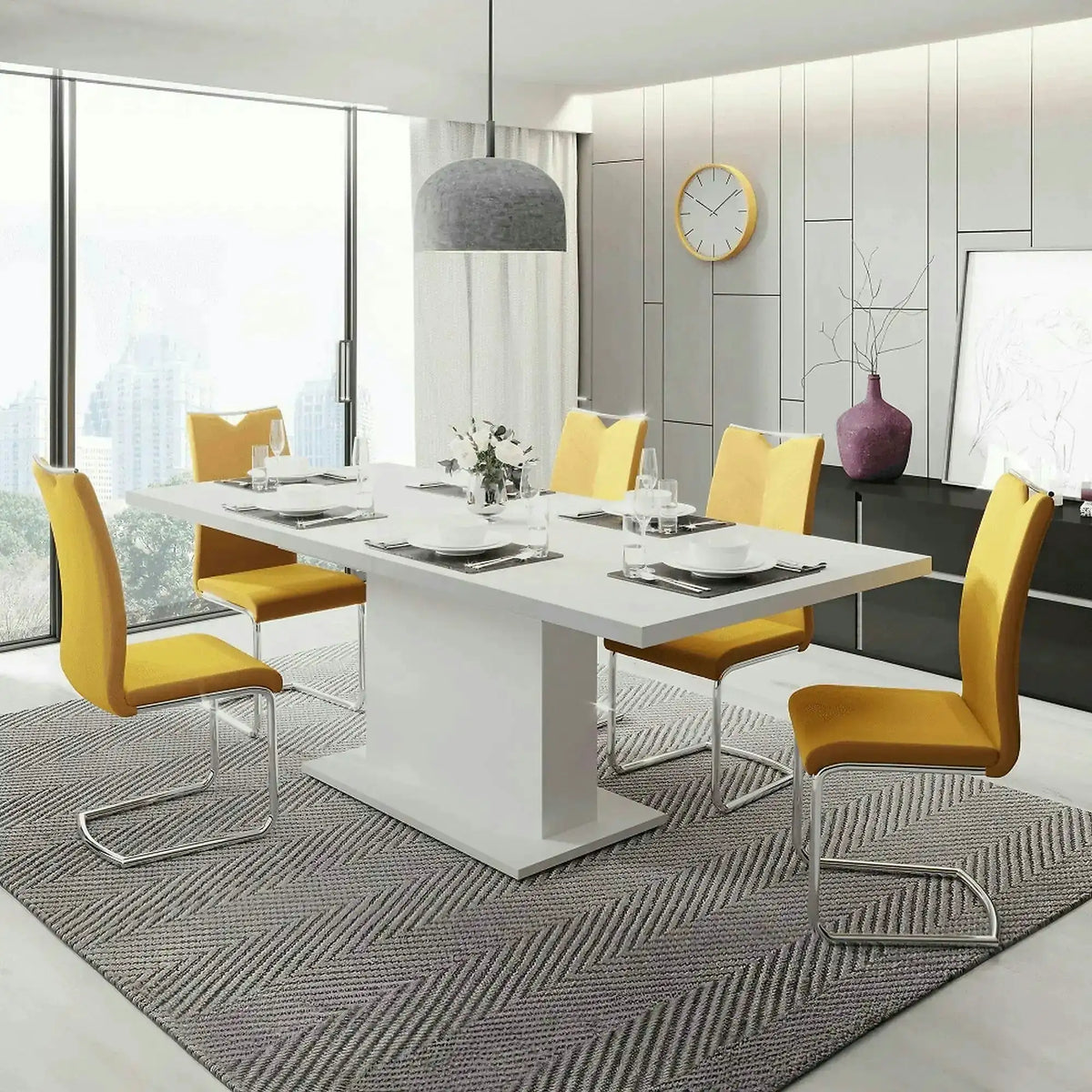 Masa extensibila BOBA, alb, DTD laminat, 160/200x90x77 cm