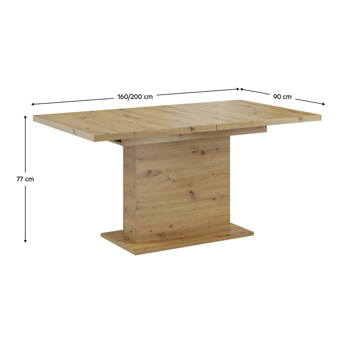 Masa extensibila BOBA, stejar artisan, DTD laminat, 160/200x90x77 cm