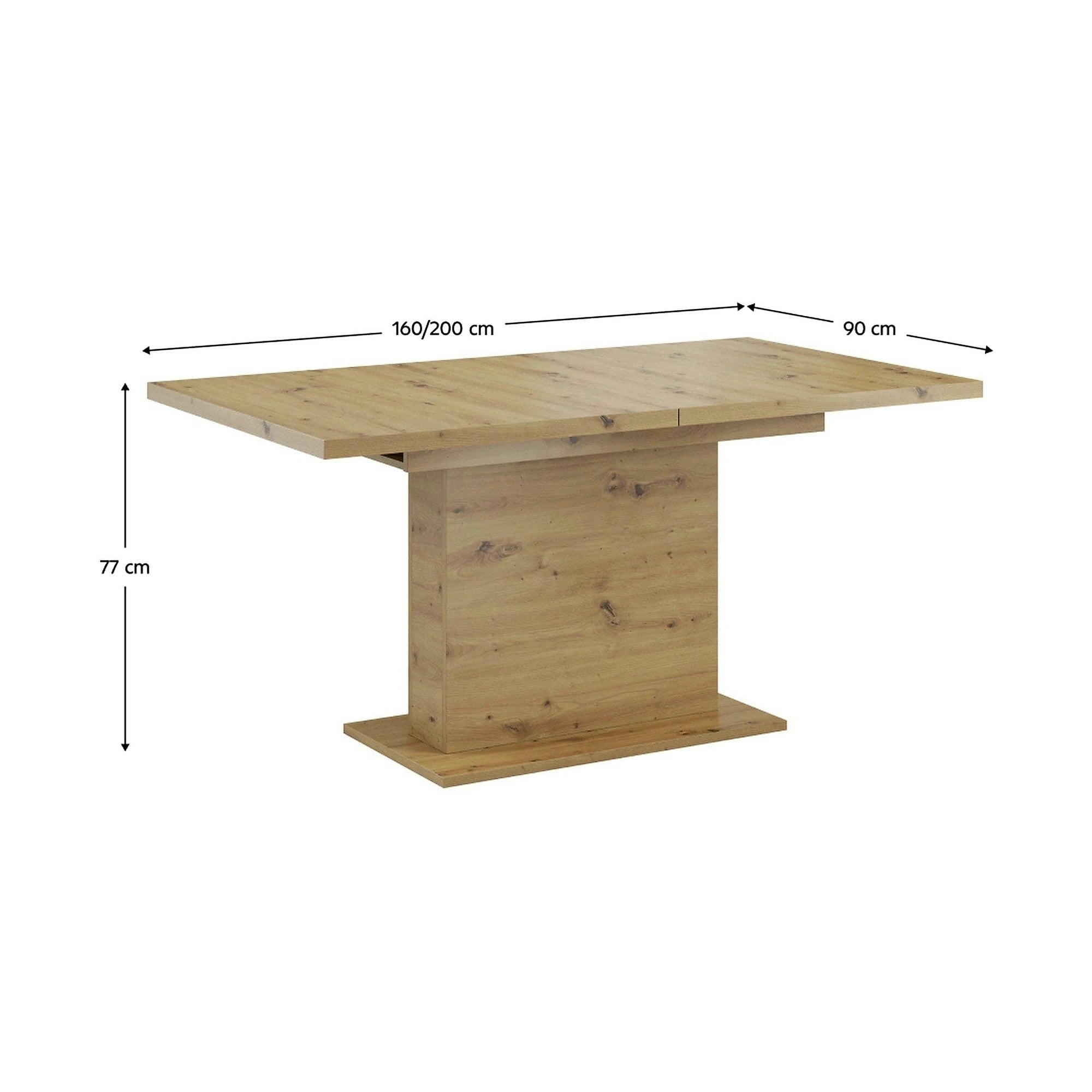 Masa extensibila BOBA, stejar artisan, DTD laminat, 160/200x90x77 cm