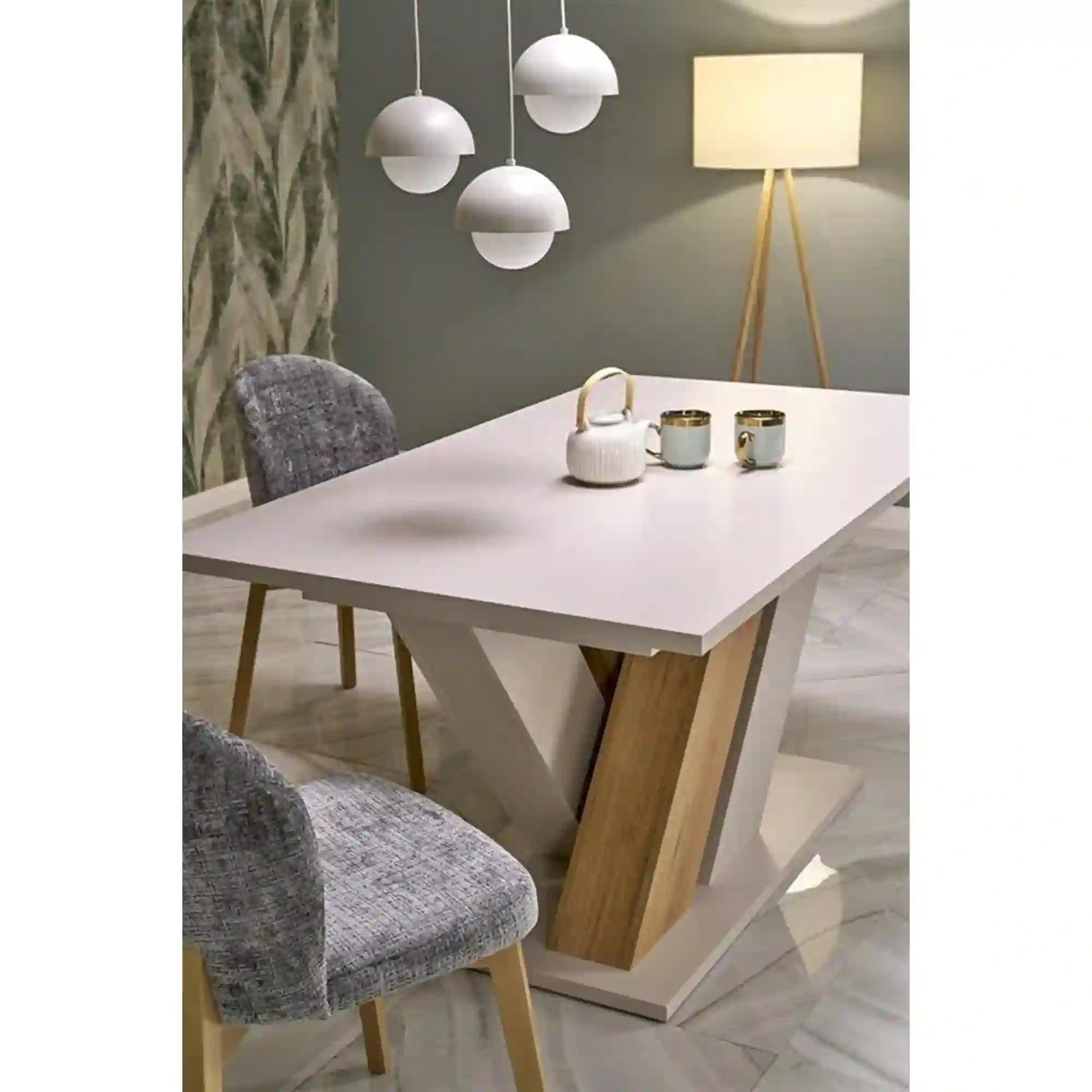 Masa extensibila BRANDON, casmir/stejar, PAL laminat, 160/200x90x77 cm