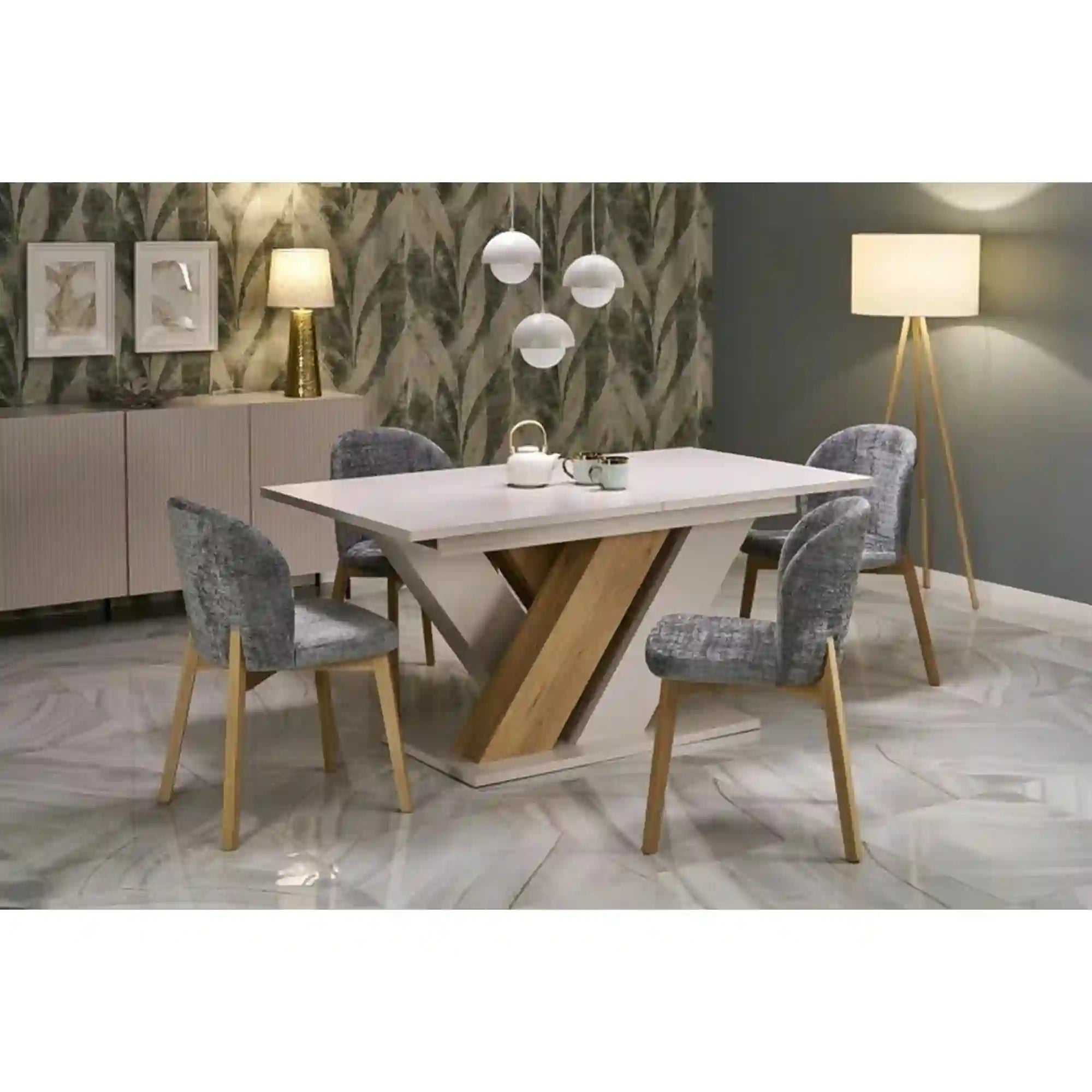 Masa extensibila BRANDON, casmir/stejar, PAL laminat, 160/200x90x77 cm