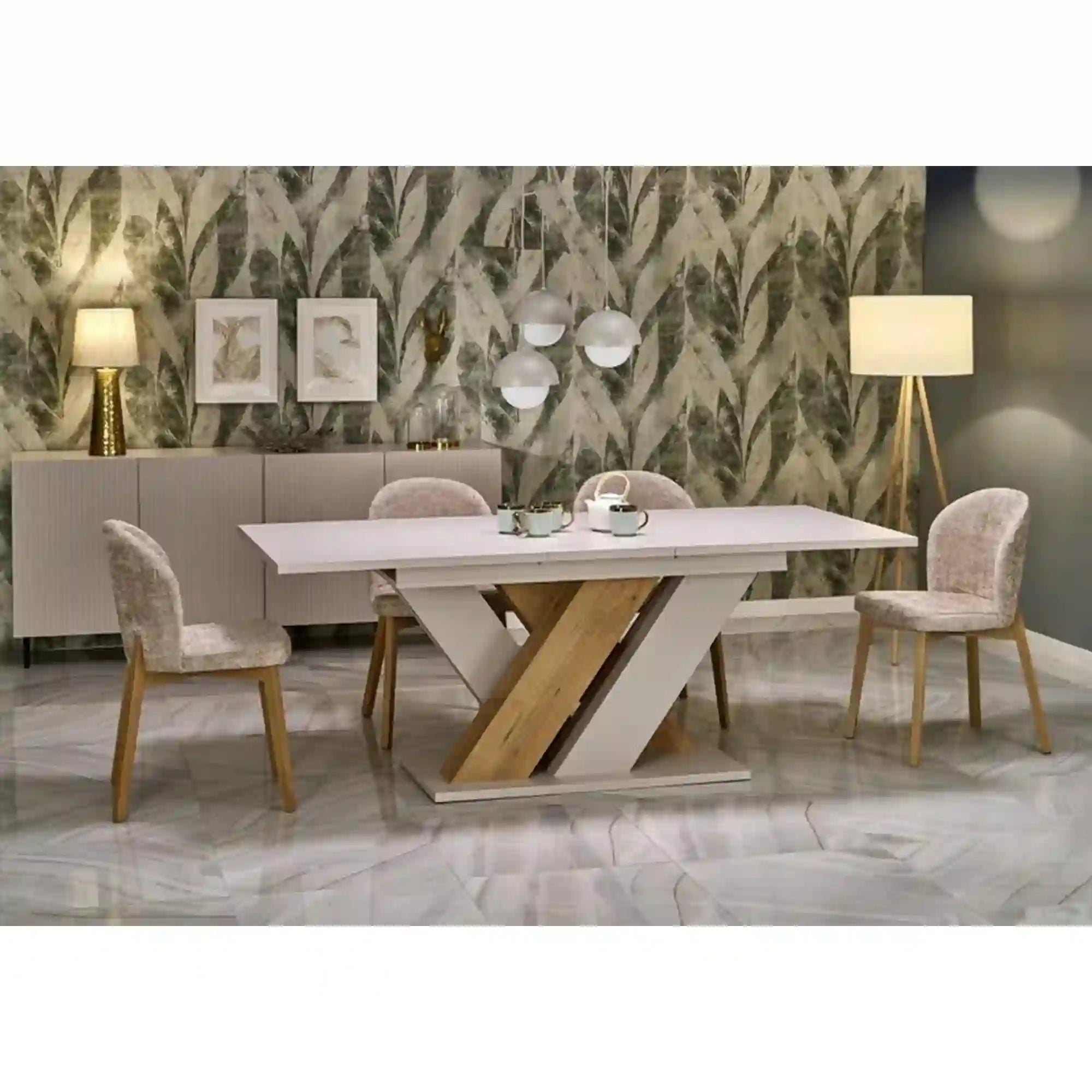 Masa extensibila BRANDON, casmir/stejar, PAL laminat, 160/200x90x77 cm