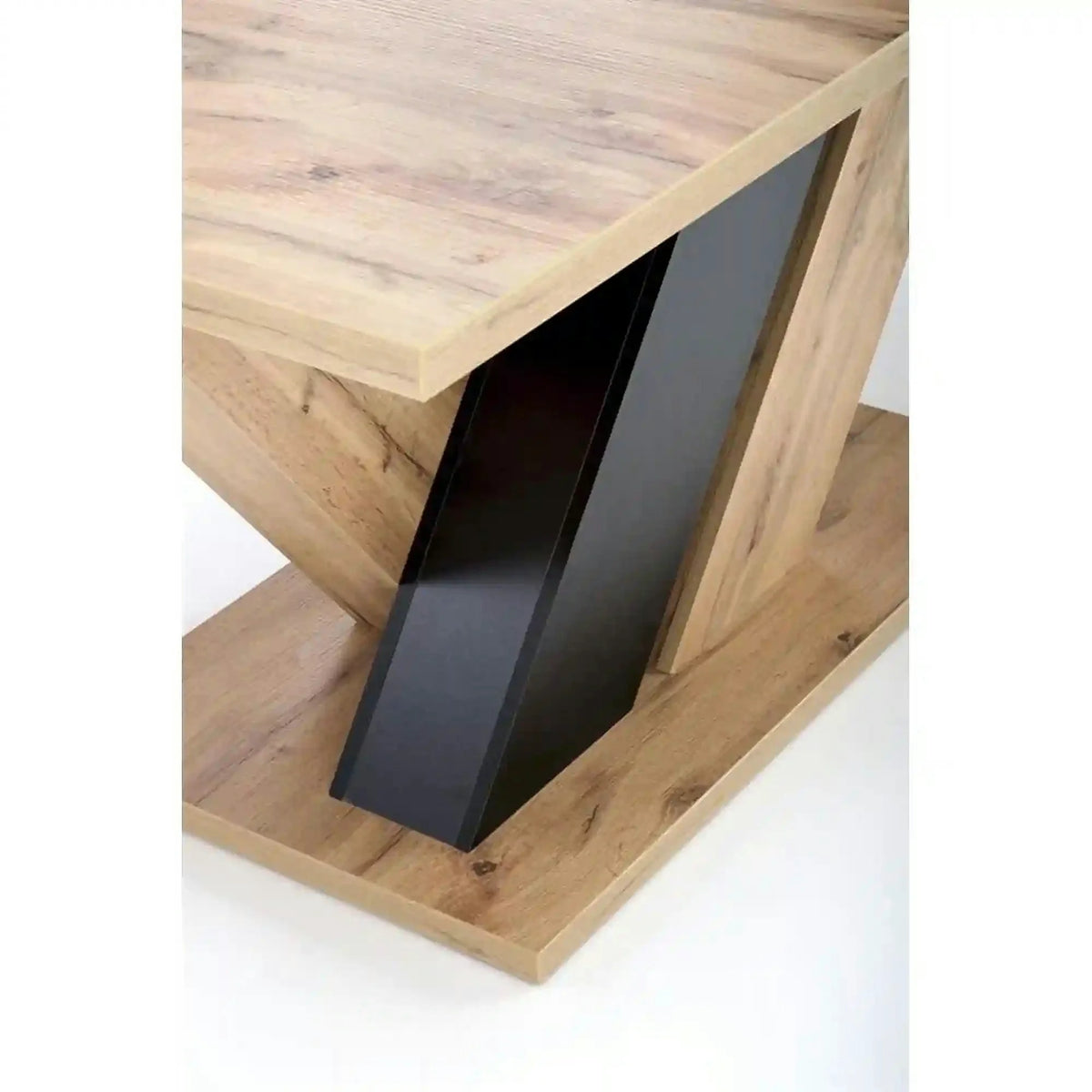 Masa extensibila BRANDON, stejar wotan/negru, PAL laminat, 160/200x90x77 cm