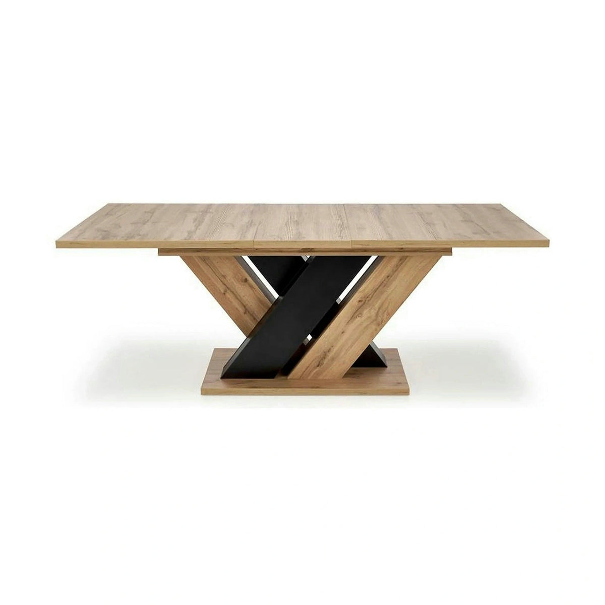 Masa extensibila BRANDON, stejar wotan/negru, PAL laminat, 160/200x90x77 cm