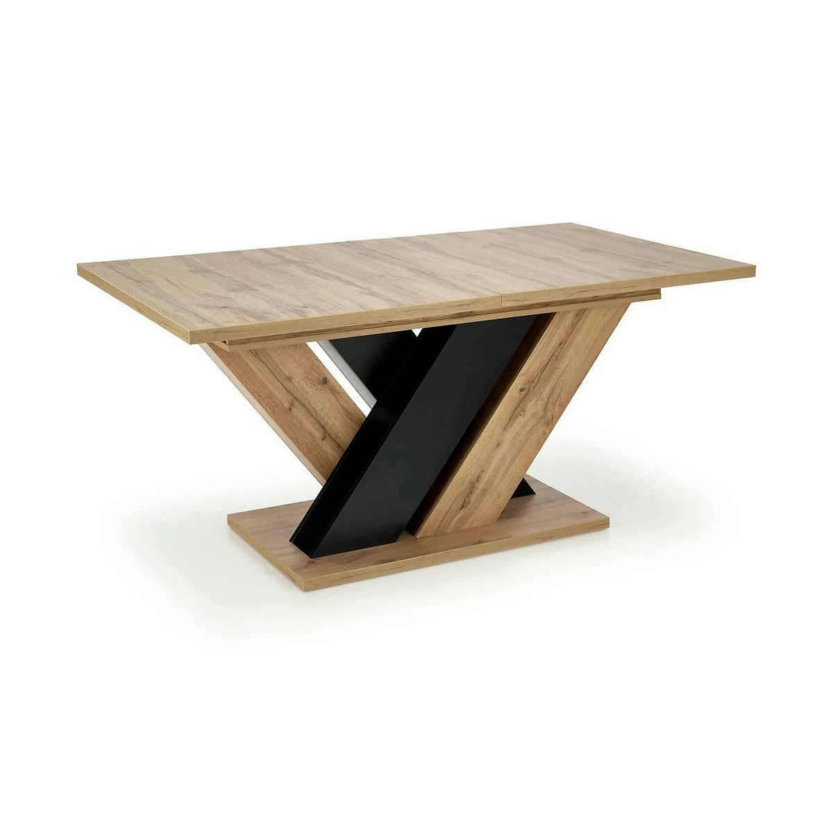 Masa extensibila BRANDON, stejar wotan/negru, PAL laminat, 160/200x90x77 cm