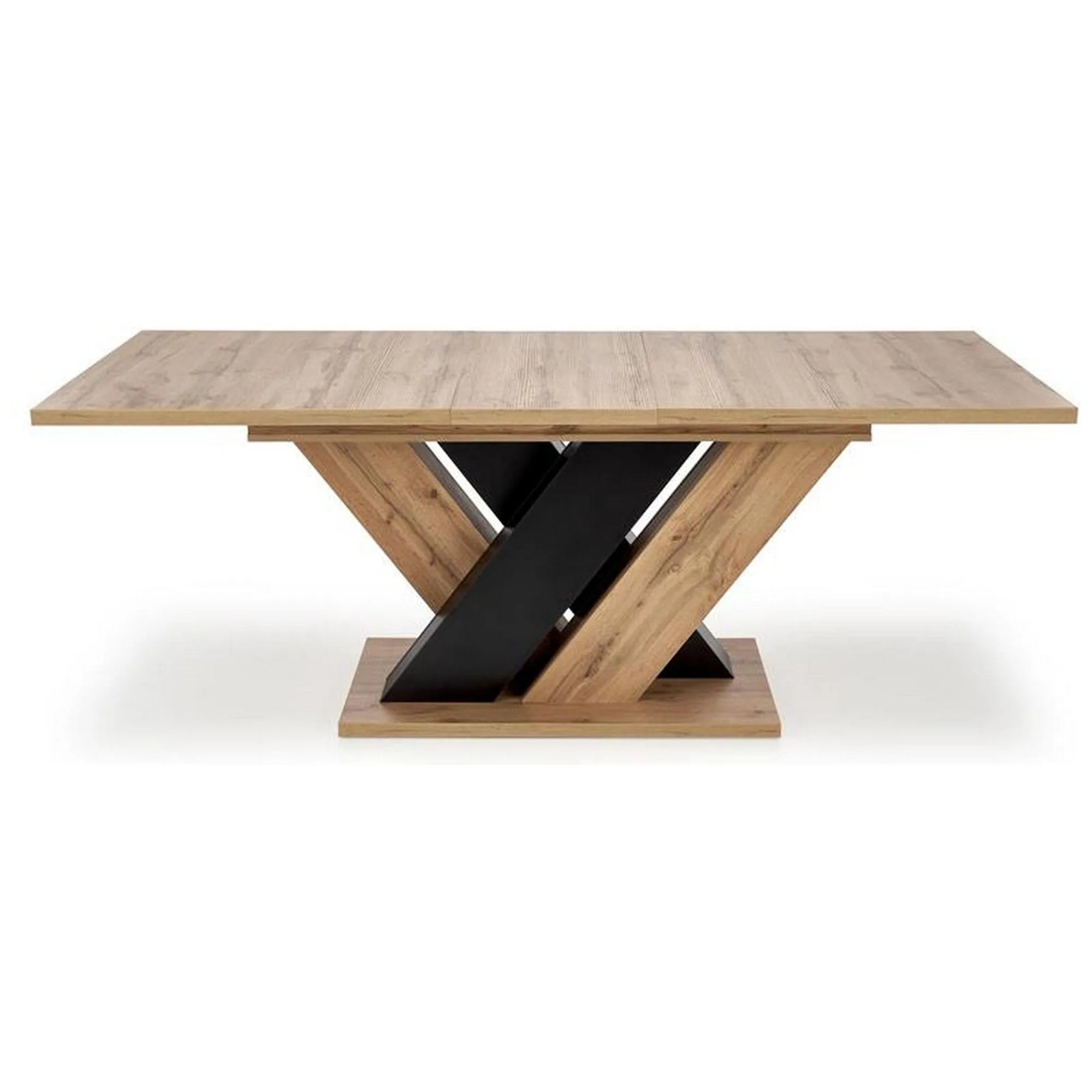 Masa extensibila BRANDON, stejar wotan/negru, PAL laminat, 160/200x90x77 cm