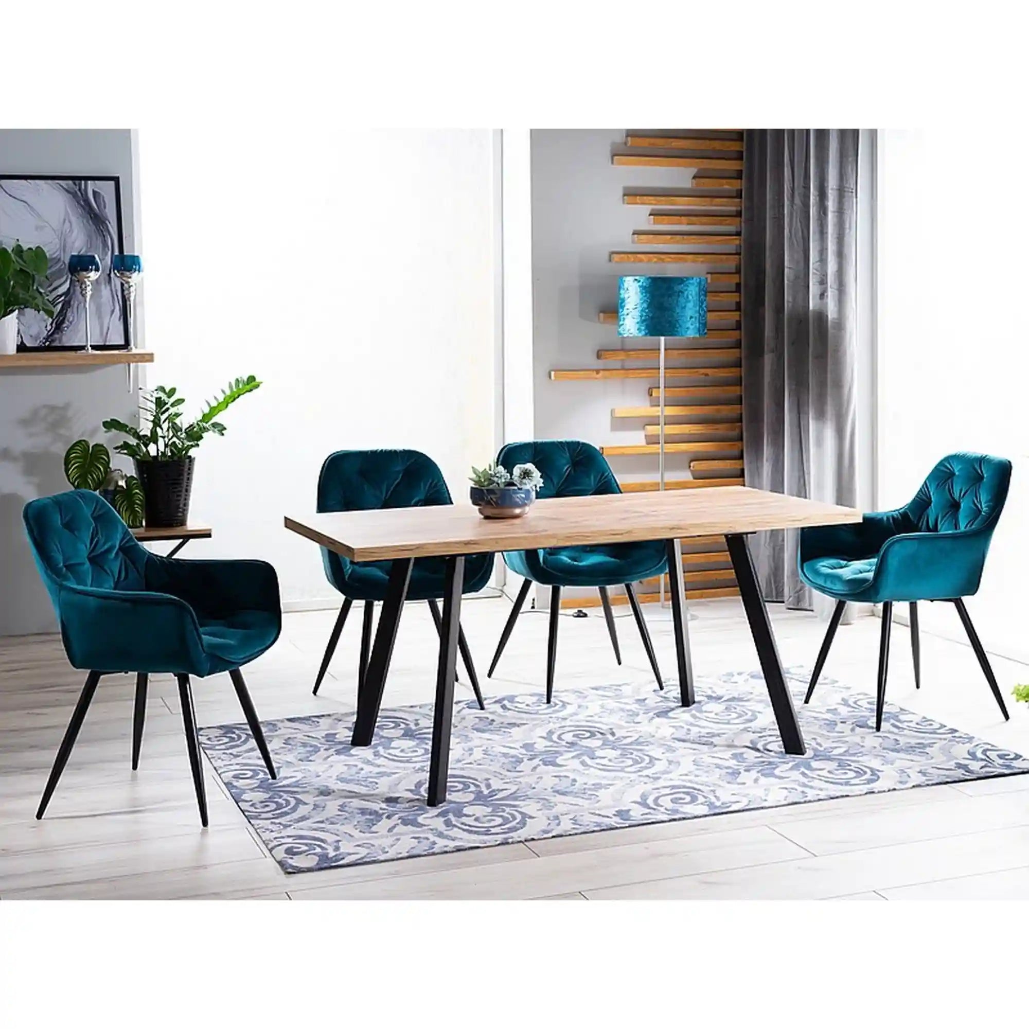 Masa extensibila BRICK, stejar artisan/negru, 120/160x80x75 cm