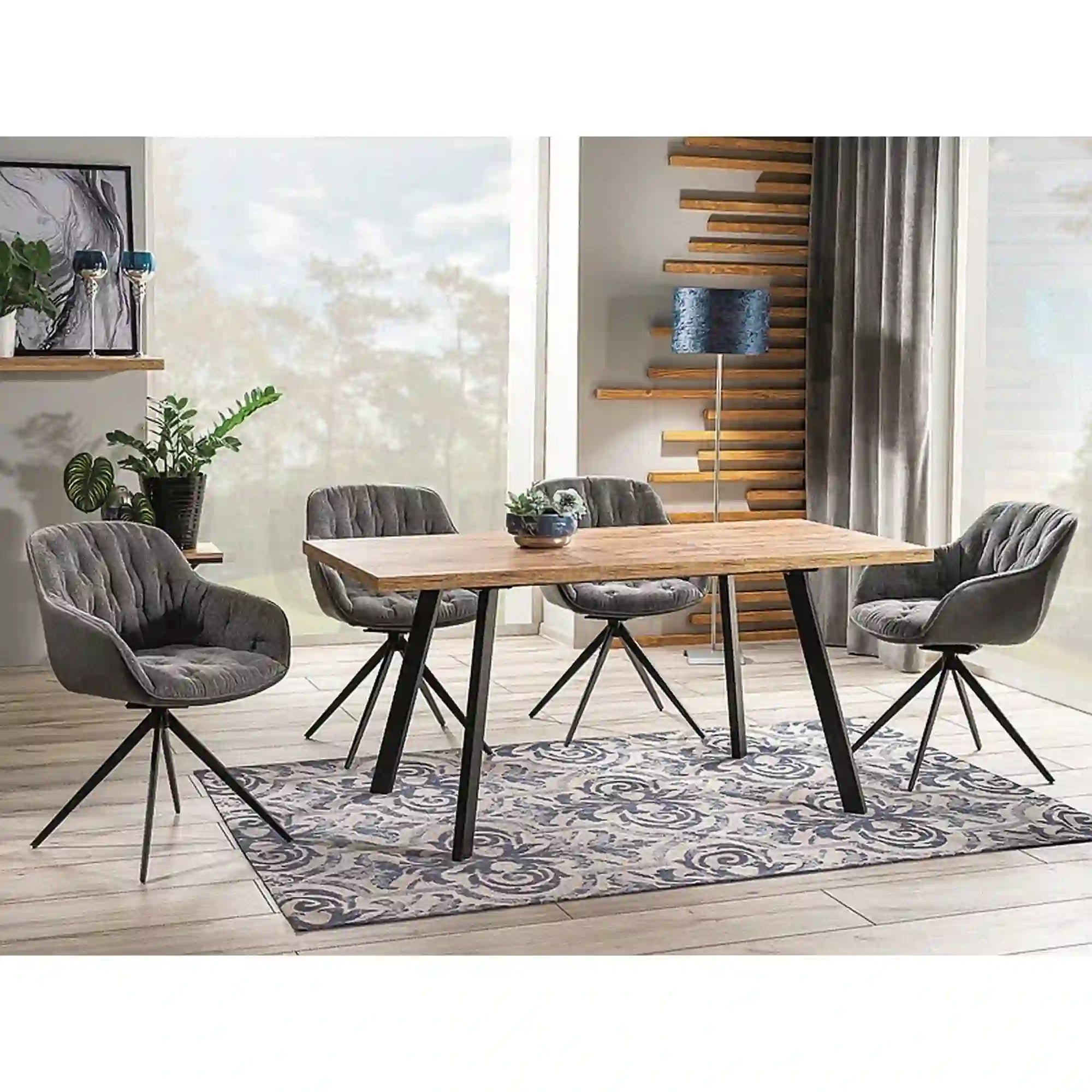 Masa extensibila BRICK, stejar artisan/negru, 120/160x80x75 cm