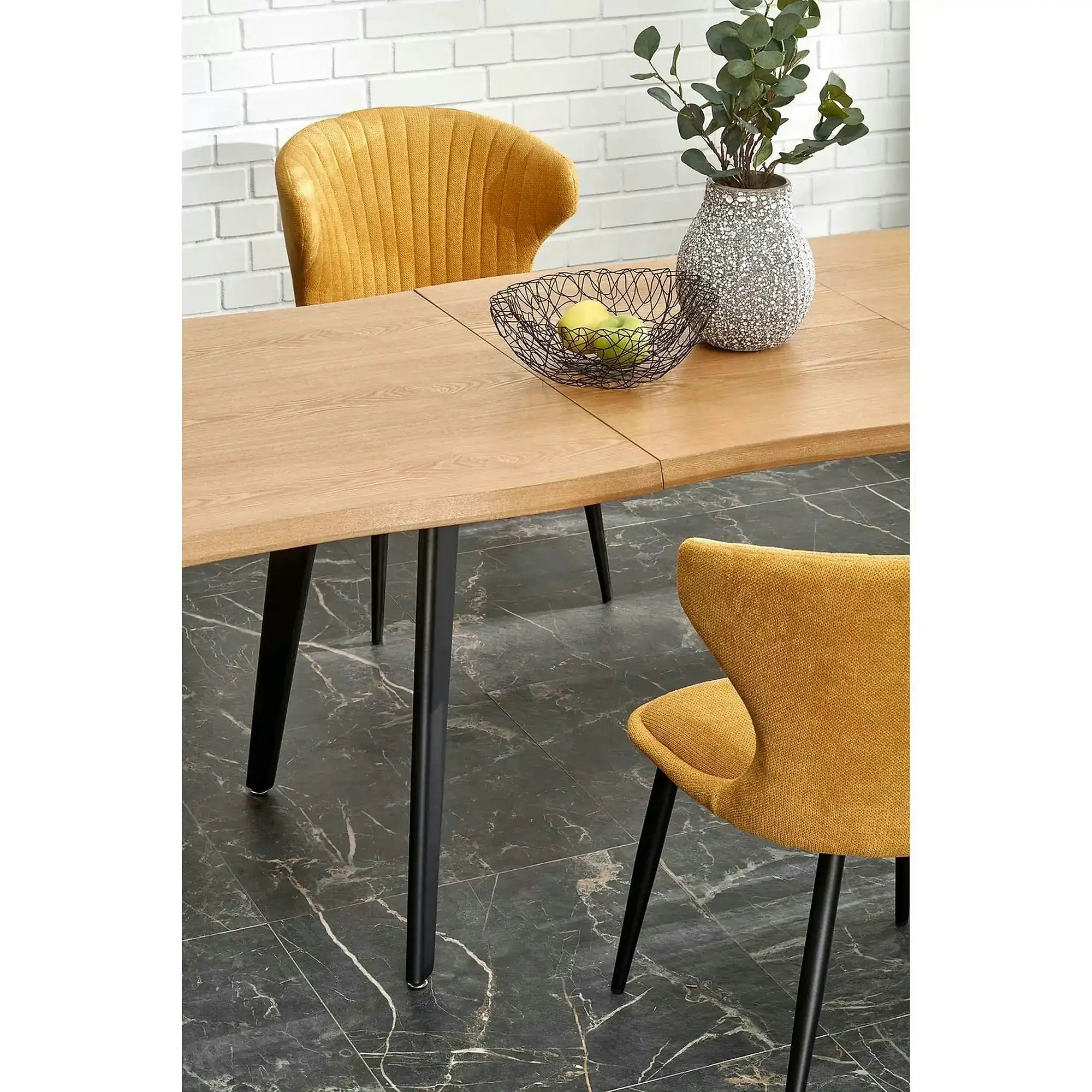 Masa extensibila bucatarie DICKSON, stejar miere/negru, 150/210x90x75 cm